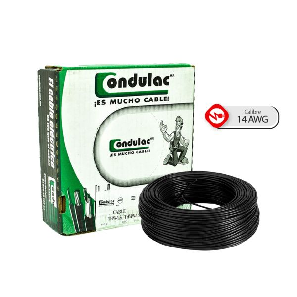 Cable sencillo #14 Negro Condulact Por caja (100 m)