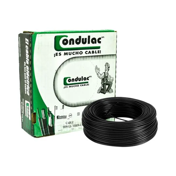 Cable sencillo #8 Negro Condulact Por caja (100 m)