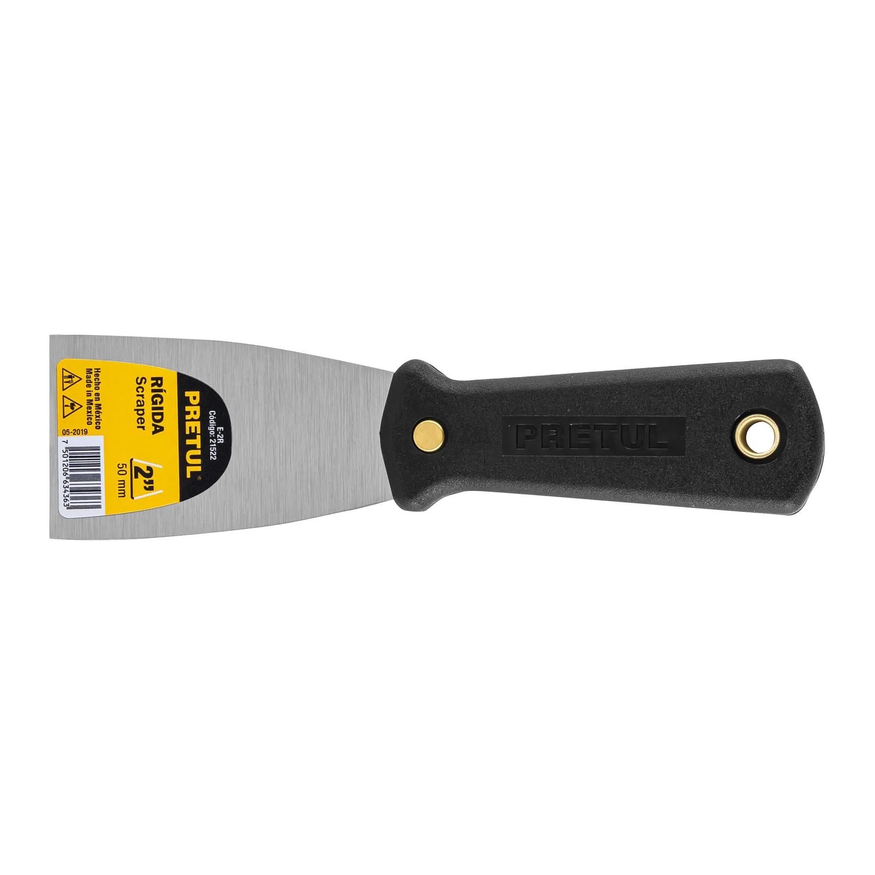 Espatula 2 " Corte diagonal Pretul Hoja de acero Mango plastico Rigida