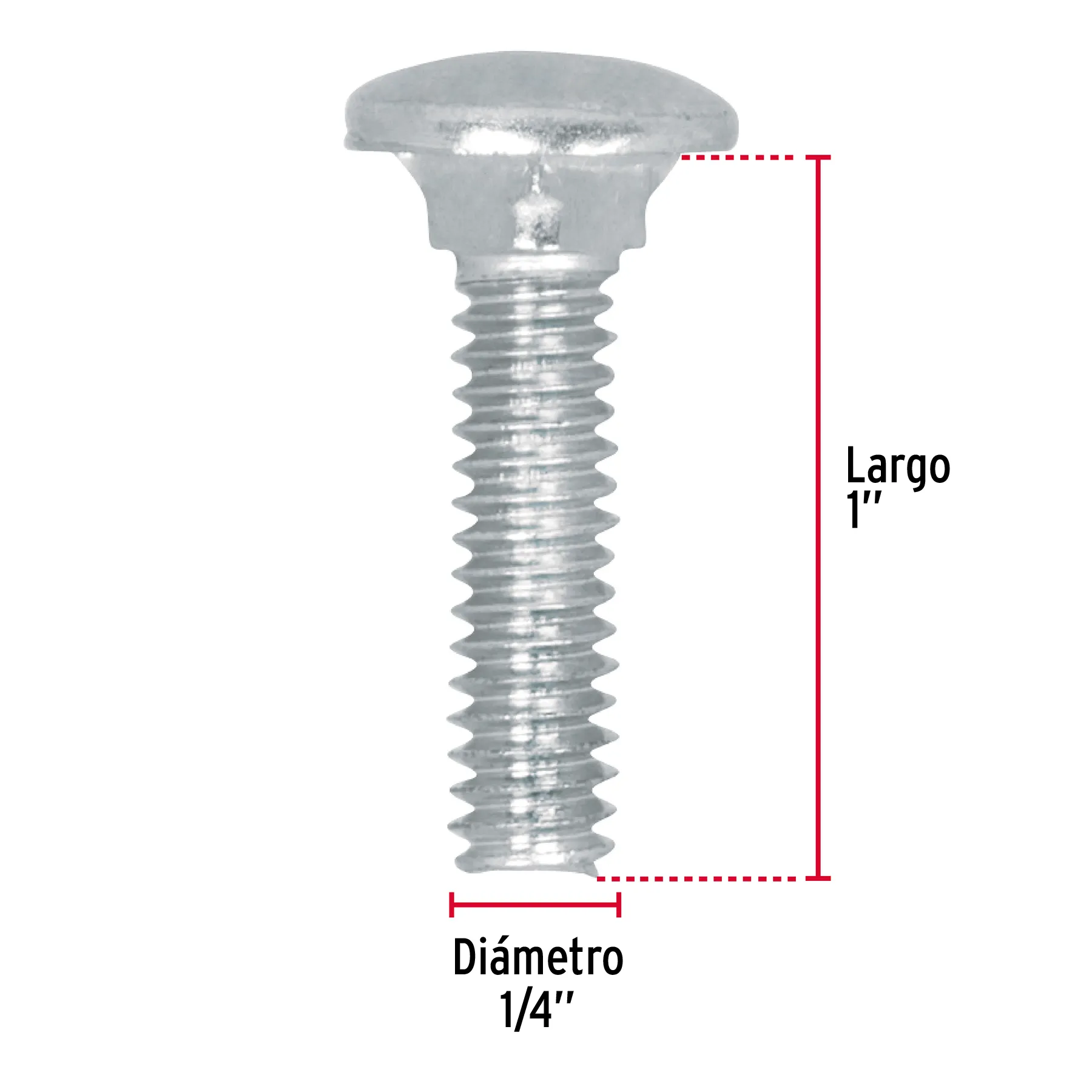 Tornillo tipo coche 1/4 " 1 " Fiero por bolsa 100 pz