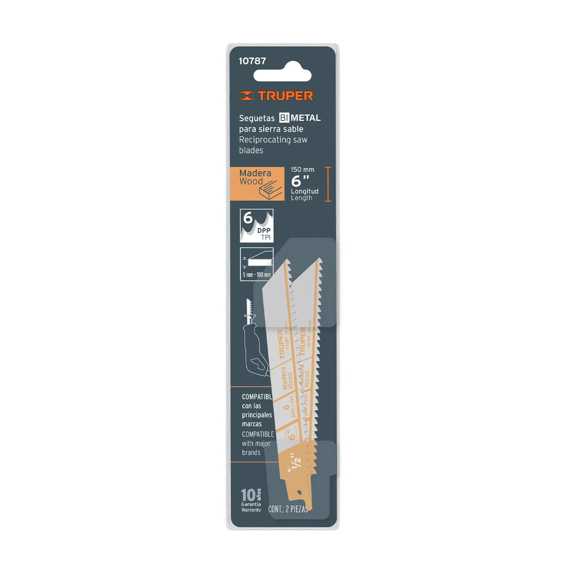 Segueta para sierra sable 6 " Truper Blister ( 2 pz ) Para madera