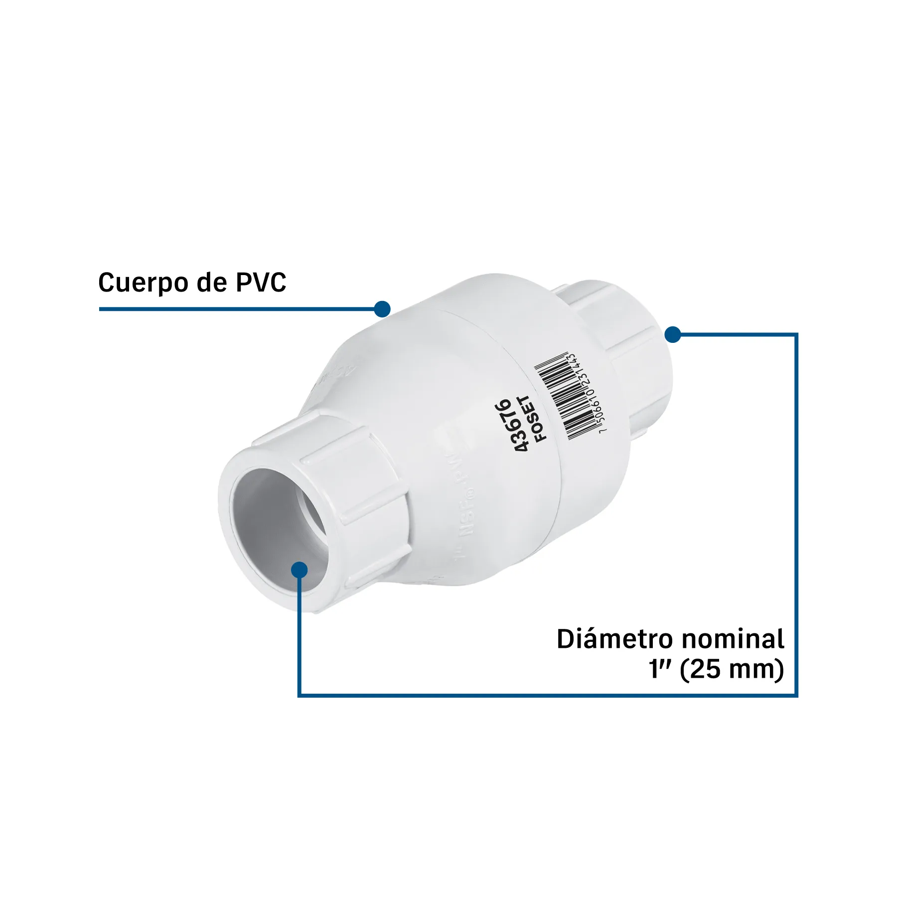 Válvula check Cementable Foset PVC 1 "
