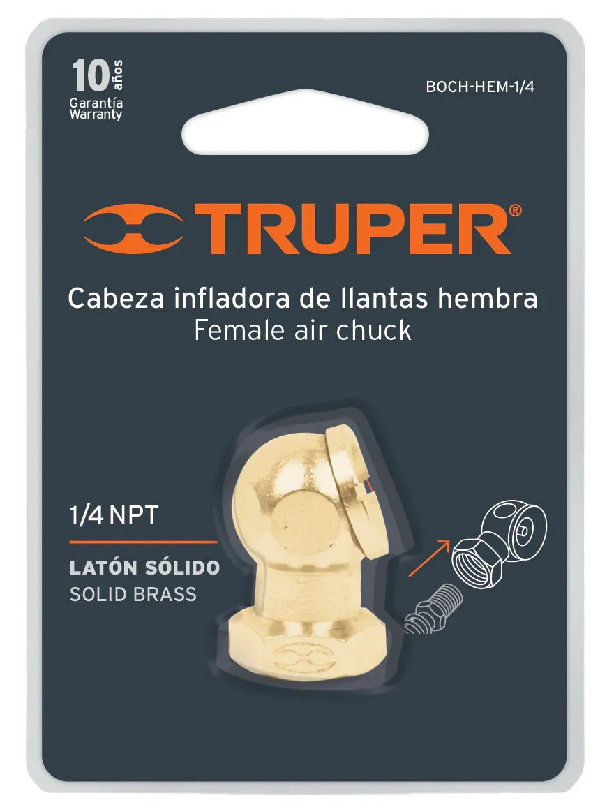Cabeza infladora de llanta Truper Hembra ( 1/4 NTP )