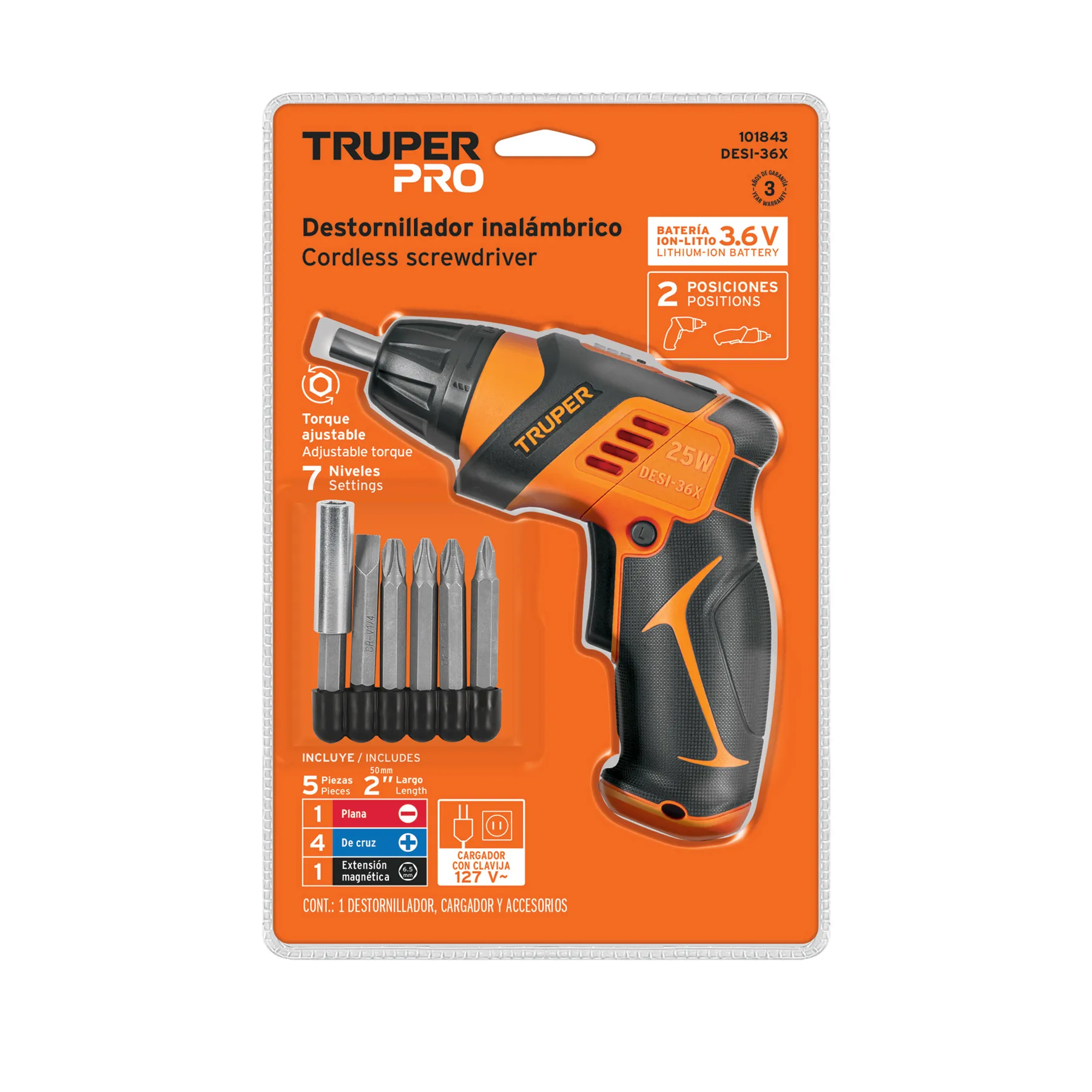 Desatornillador inalámbrico DESI-36X Truper 3.6 V