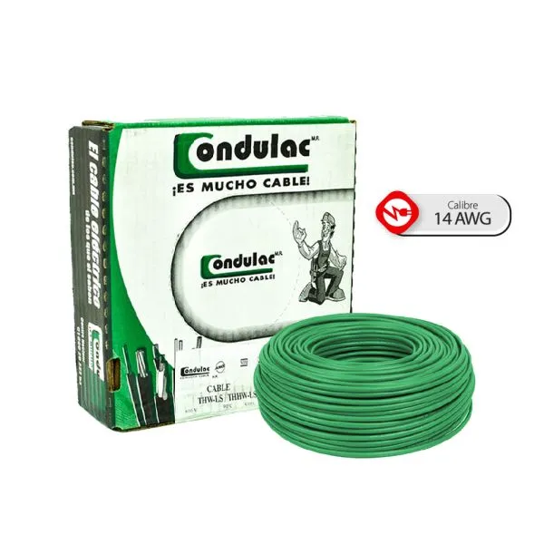 Cable sencillo #14 Verde Condulact Por caja (100 m)