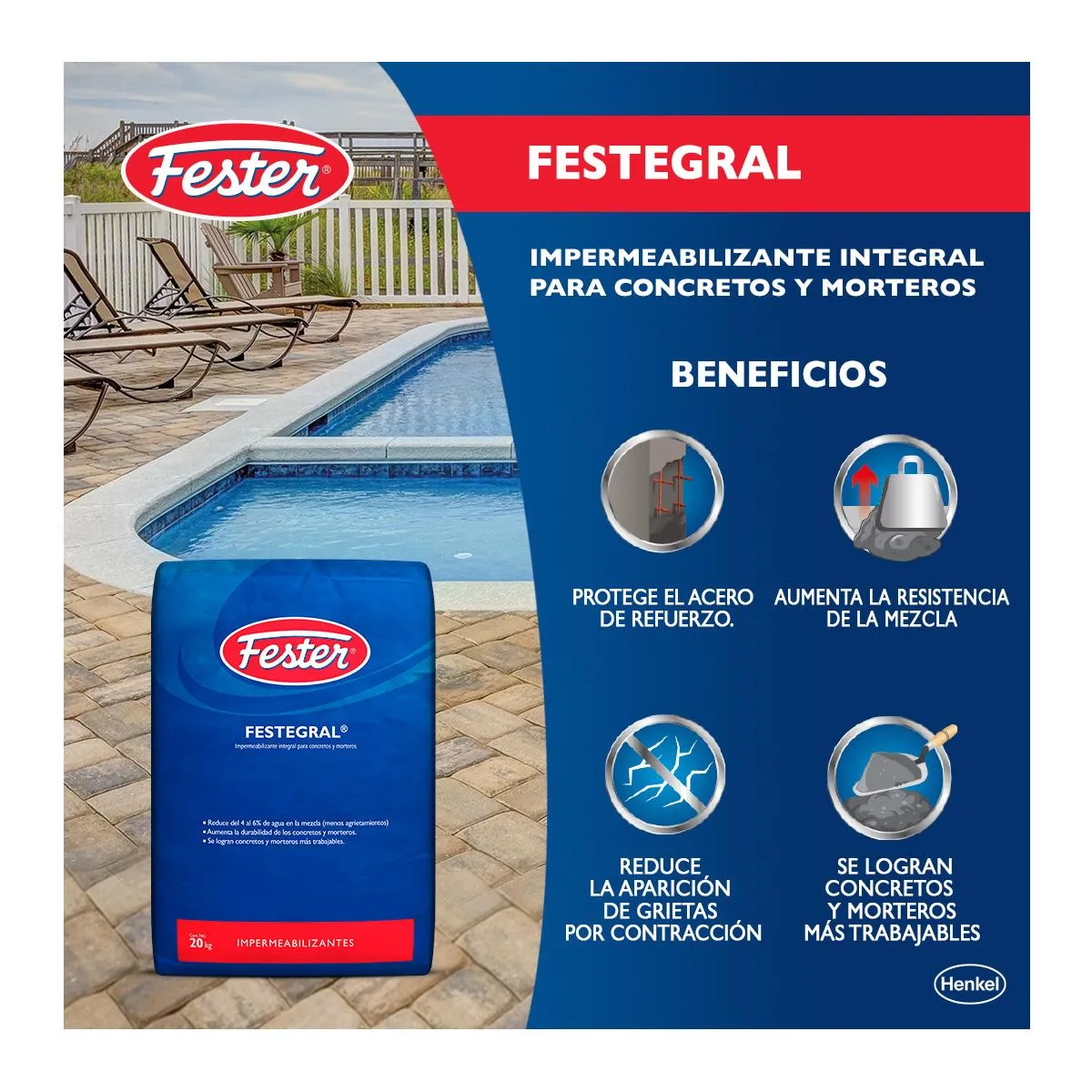 Impermeabilizante para concreto 20 Kg Fester Festergral
