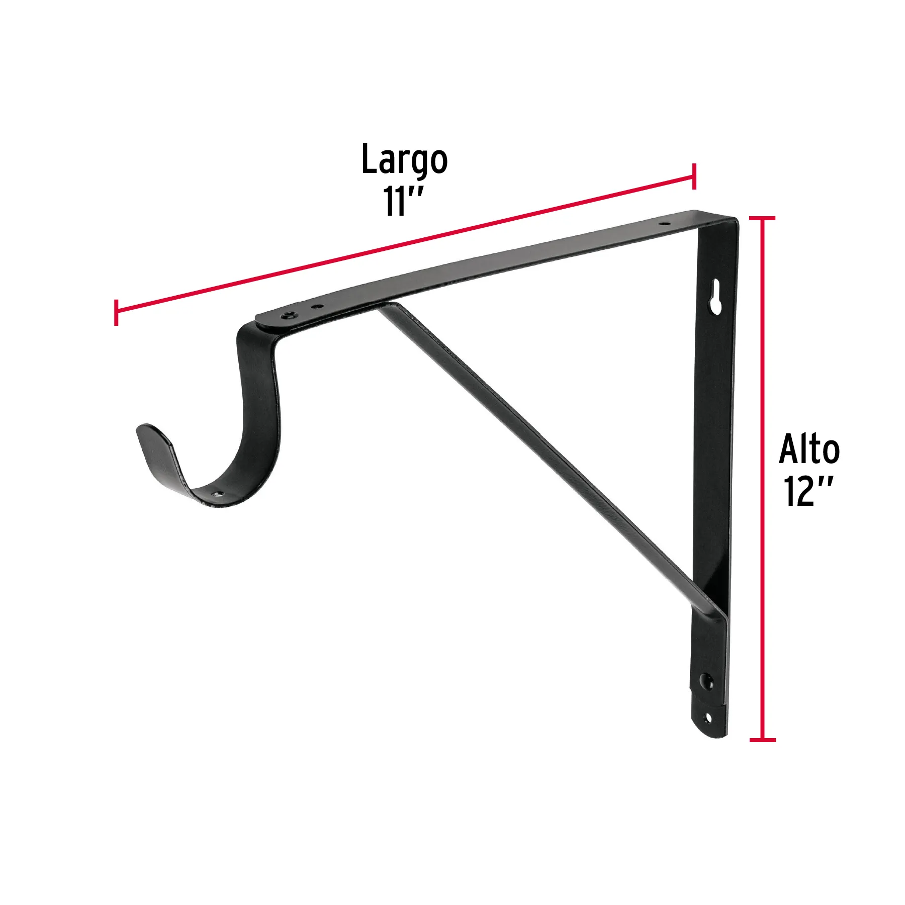 Mensula 11 " (27.5 cm) 60 kg Negra 12 " (30 cm) Fiero Con gancho