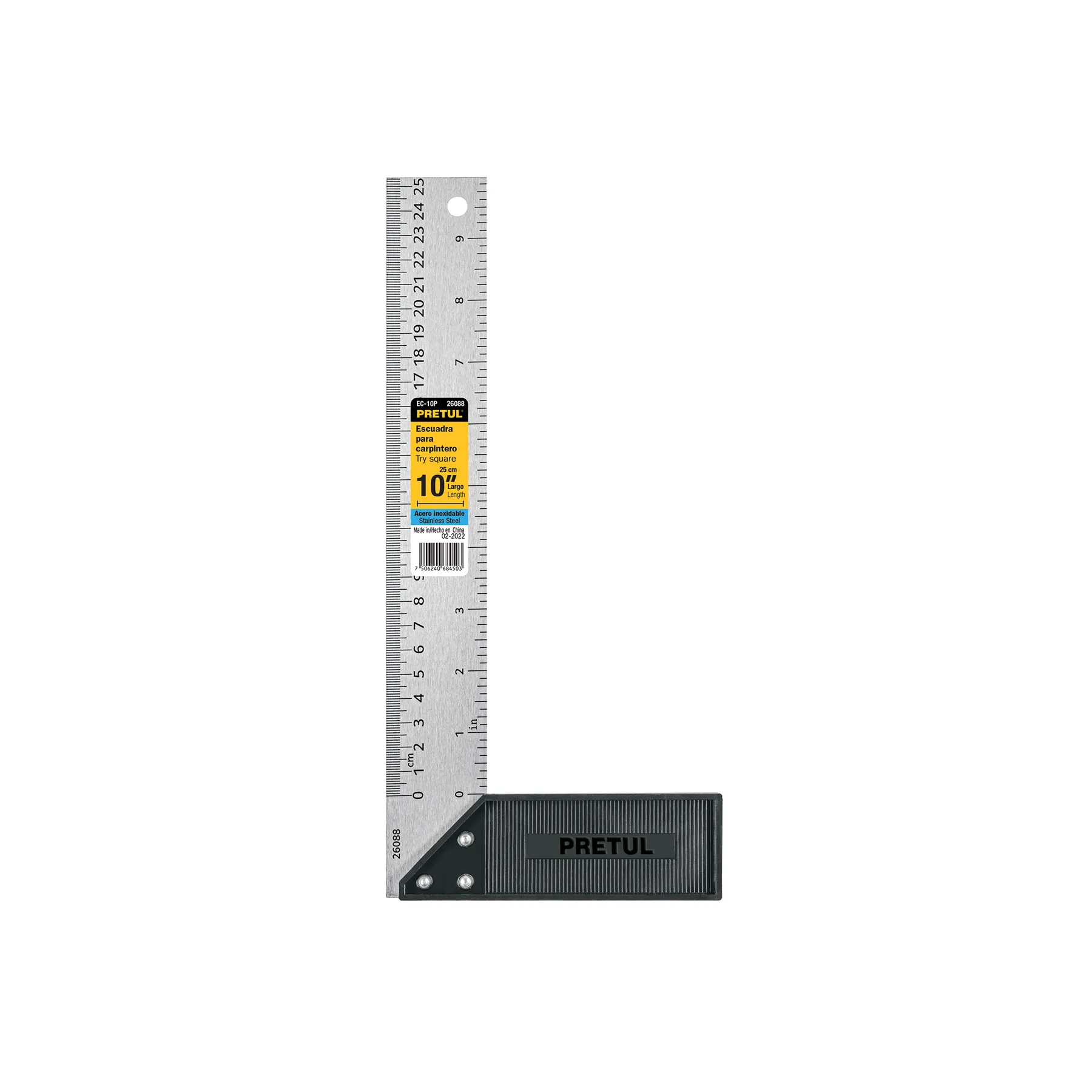 Escuadra 10 " (25 cm) Pretul Mango de plastico Para carpintero