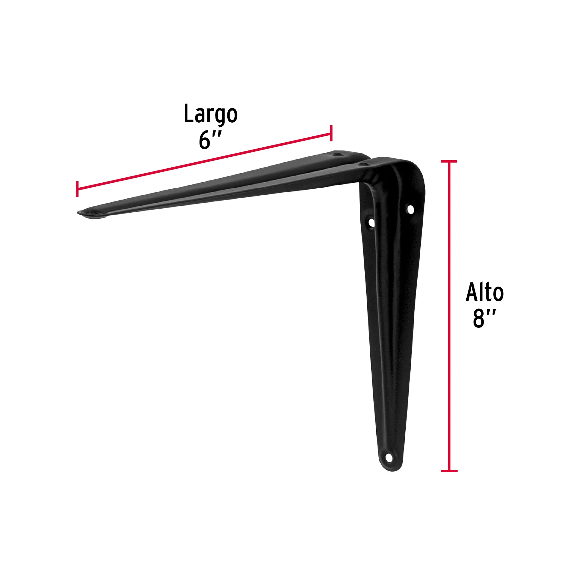 Mensula 6 " (15 cm) 30 kg Negra 8 " (20 cm) Fiero Clasica