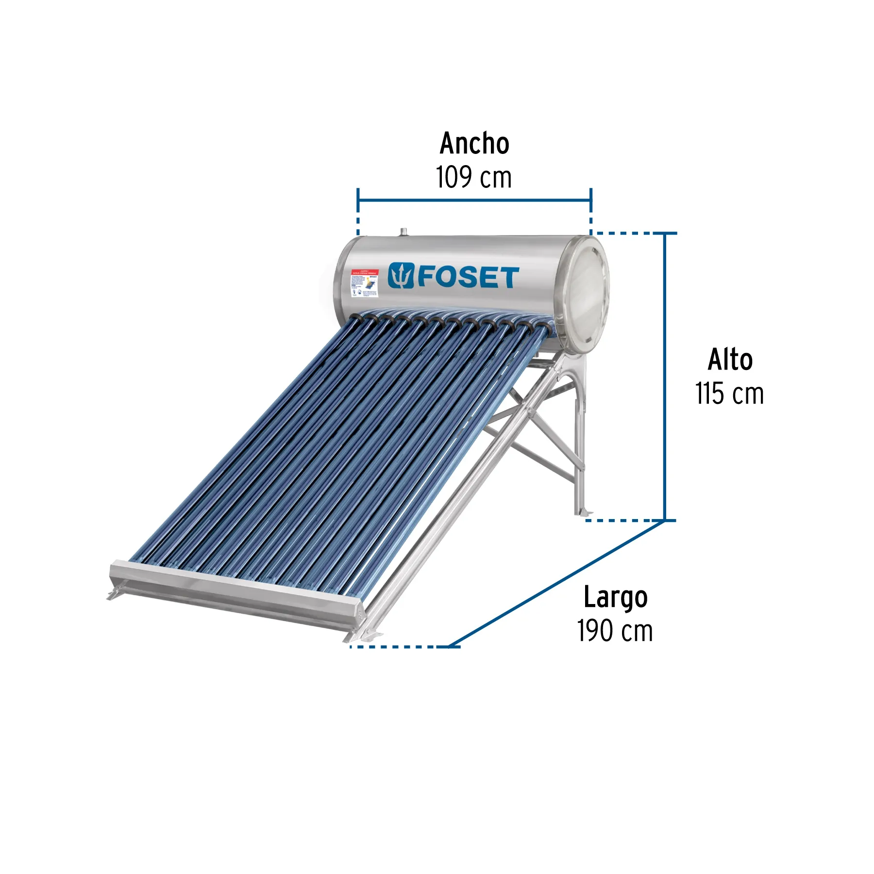 Calentador solar baja presión Foset 4 personas 12 tubos