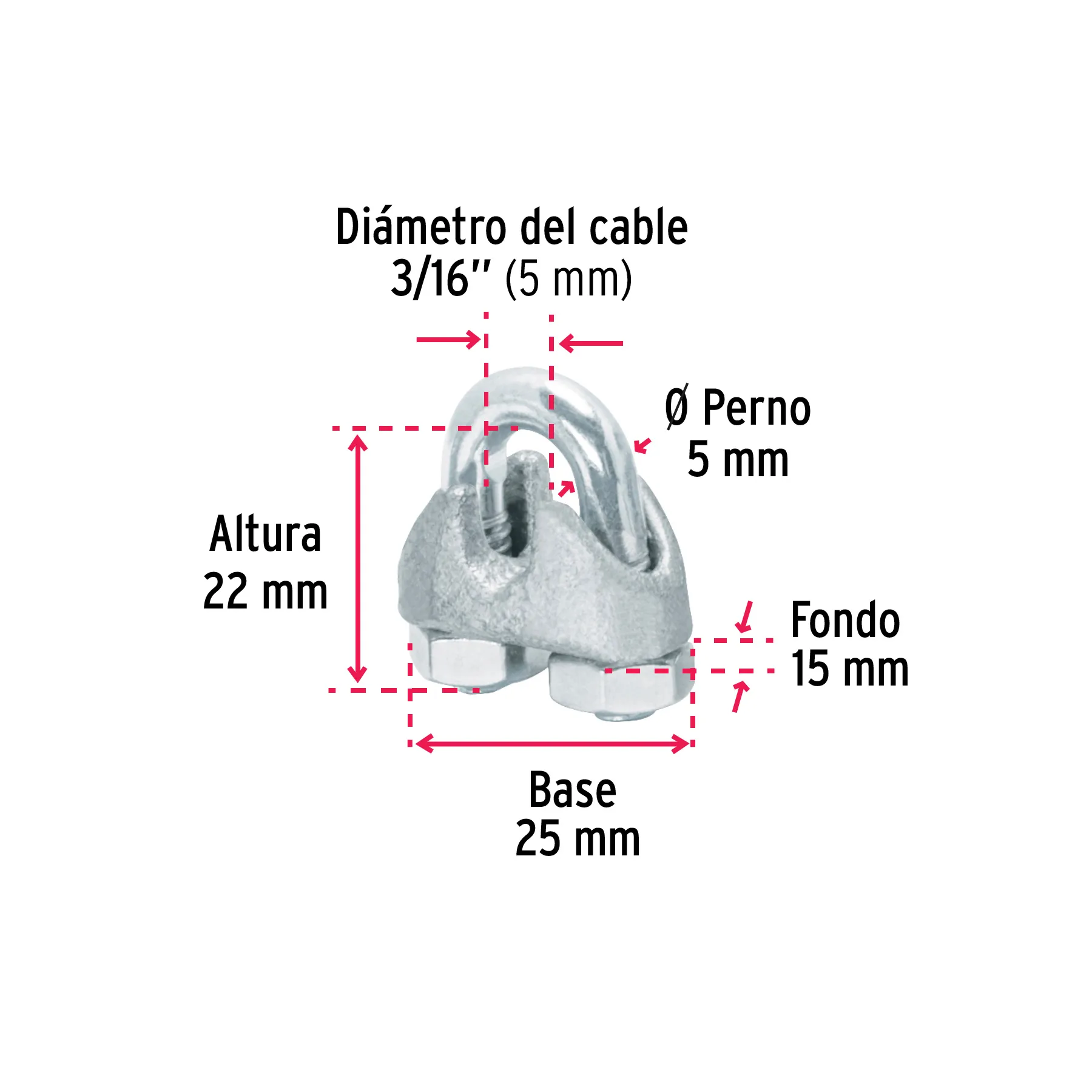 Nudo para cable de acero 3/16 " Fiero Por bolsa (50 pz)