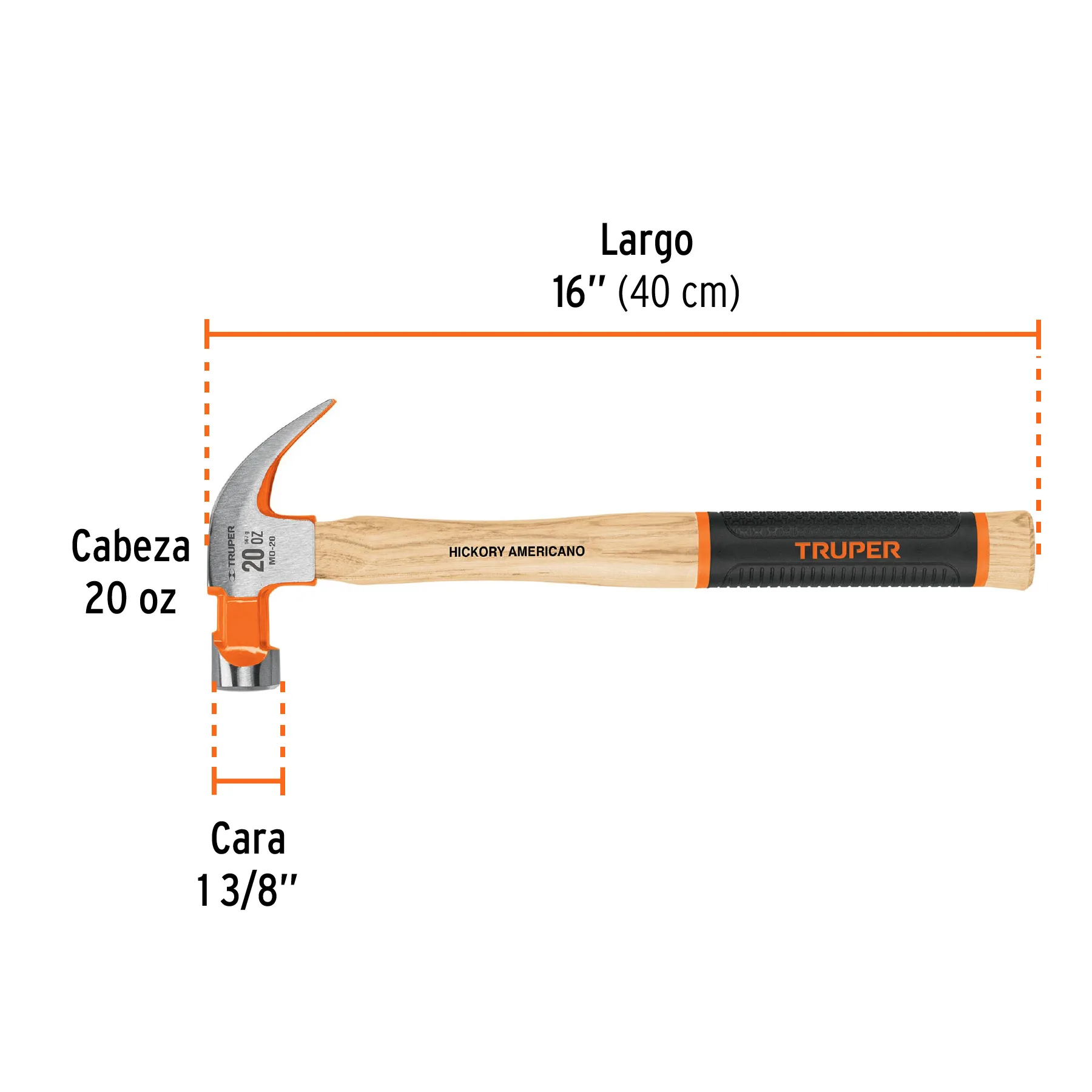 Martillo Truper 20 oz Mango de madera con Grip