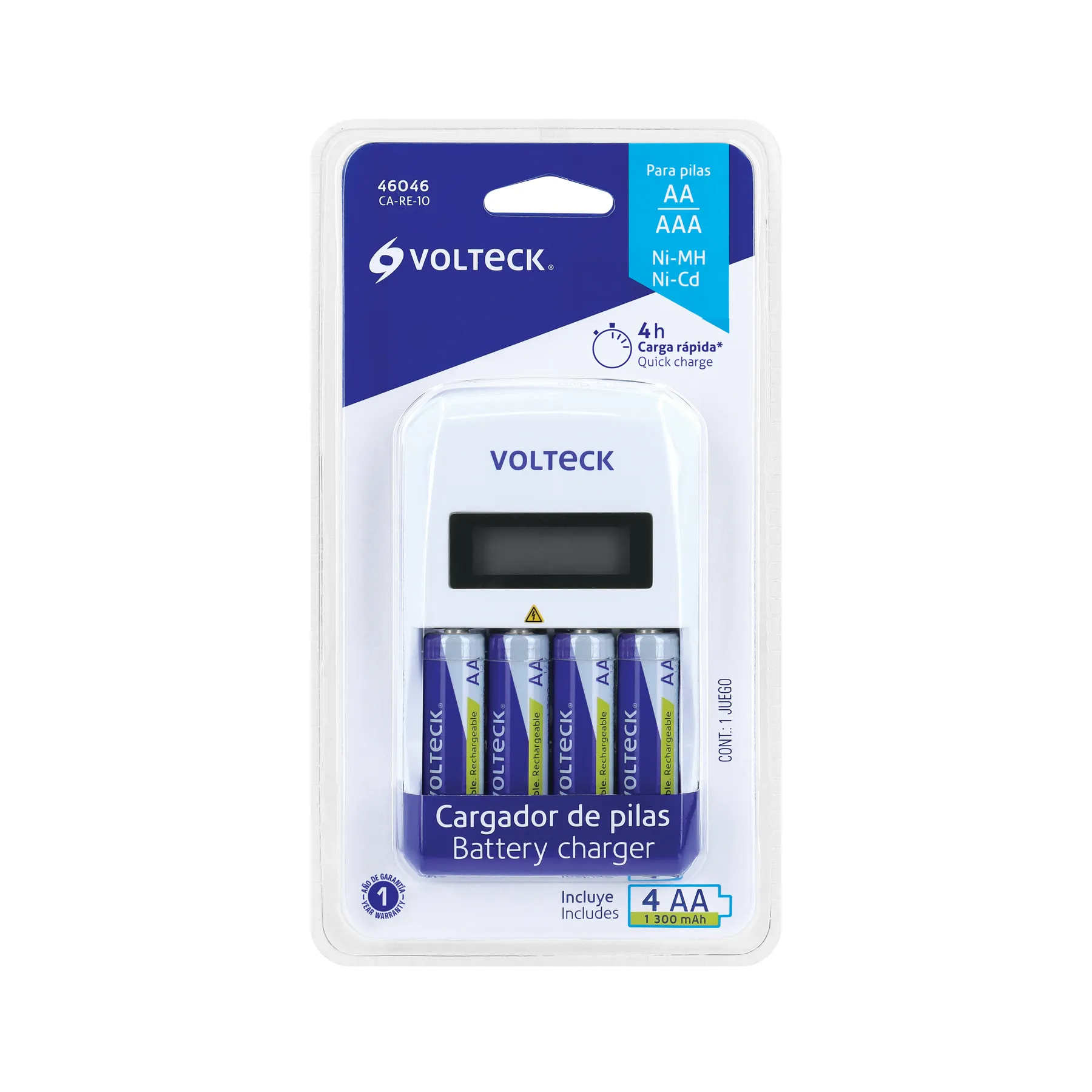 Cargador para pilas recargables Volteck 3.5 h