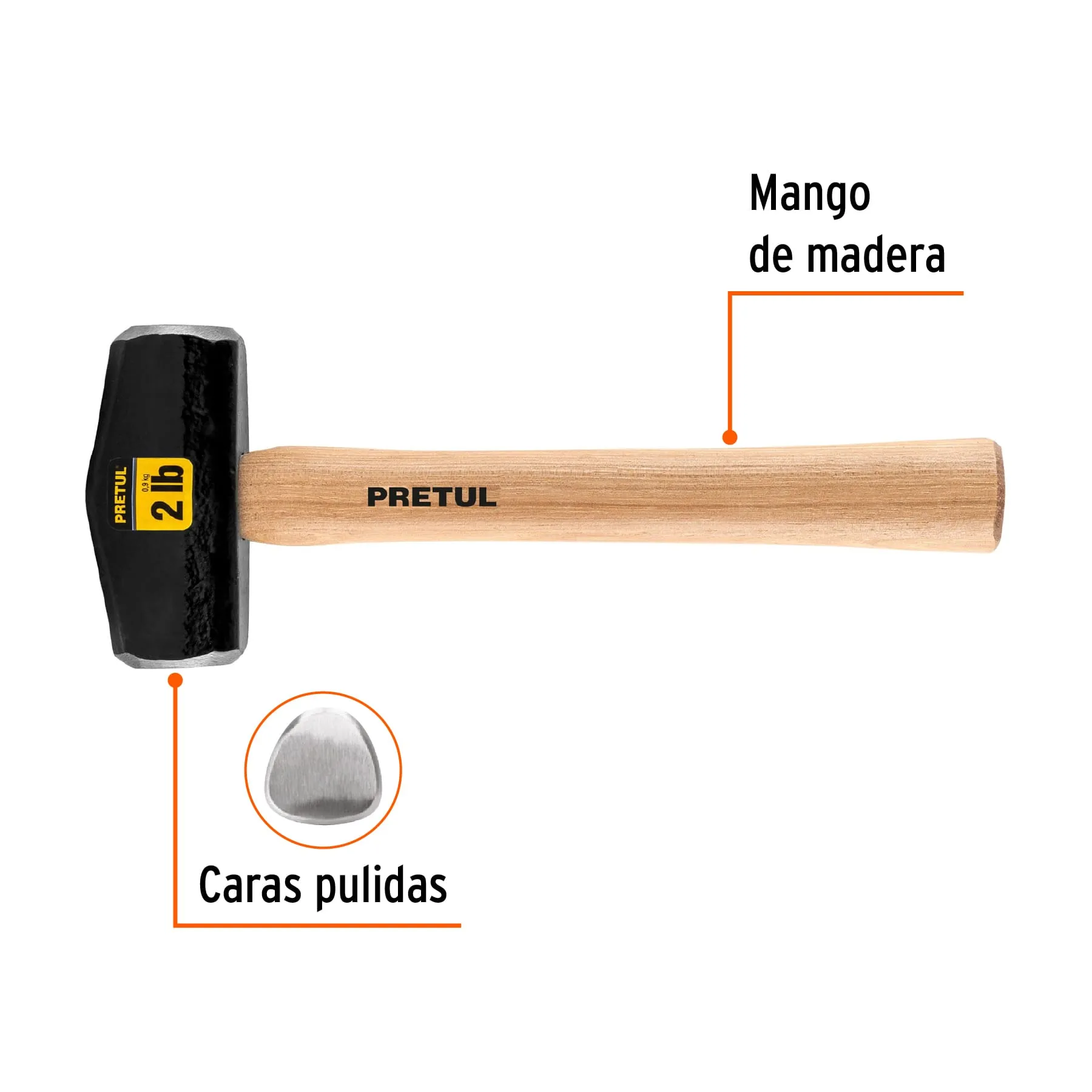 Marro  Tipo nevada Mango de madera Pretul 2 lb