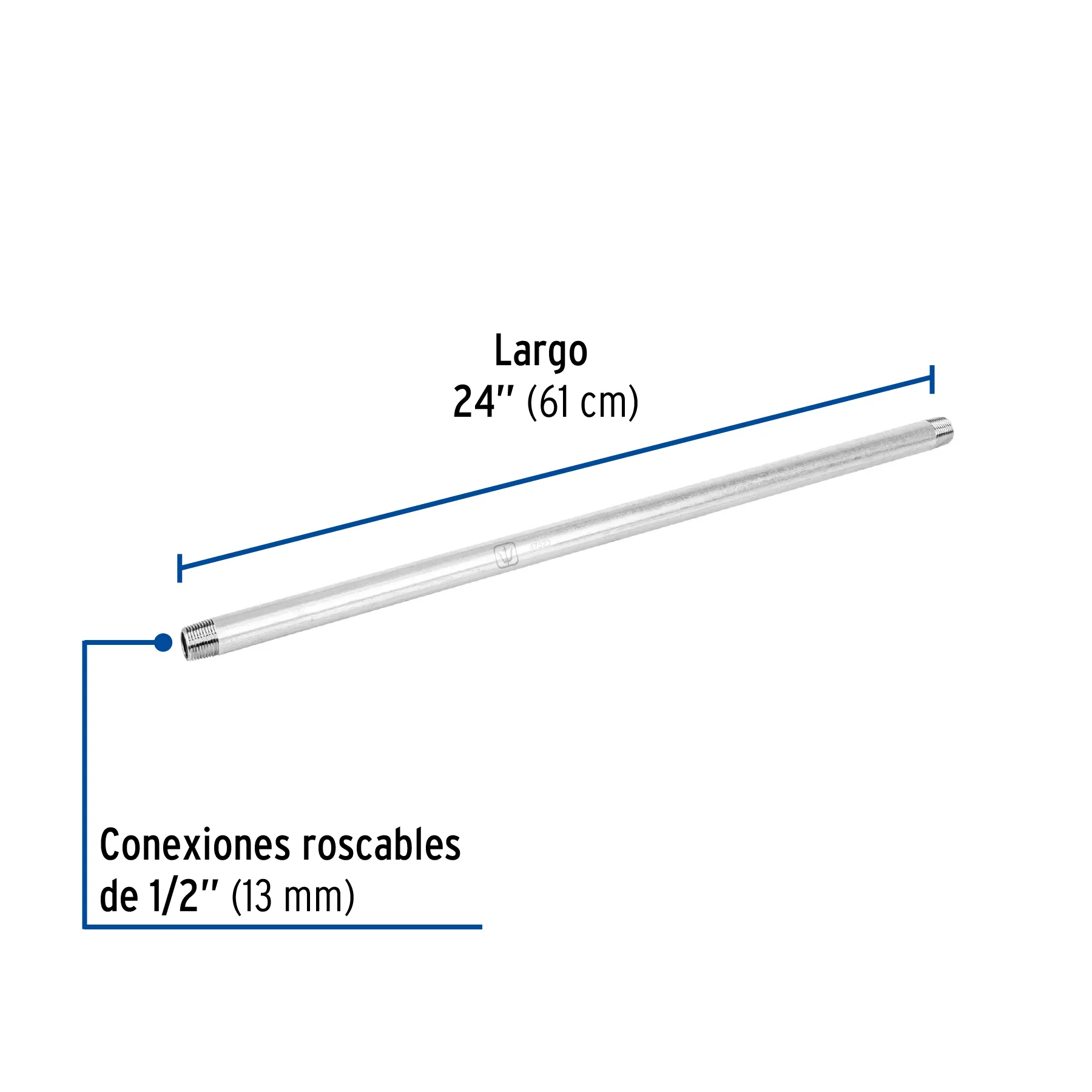 Niple galvanizado 1/2 " 24 " (61 cm) Foset