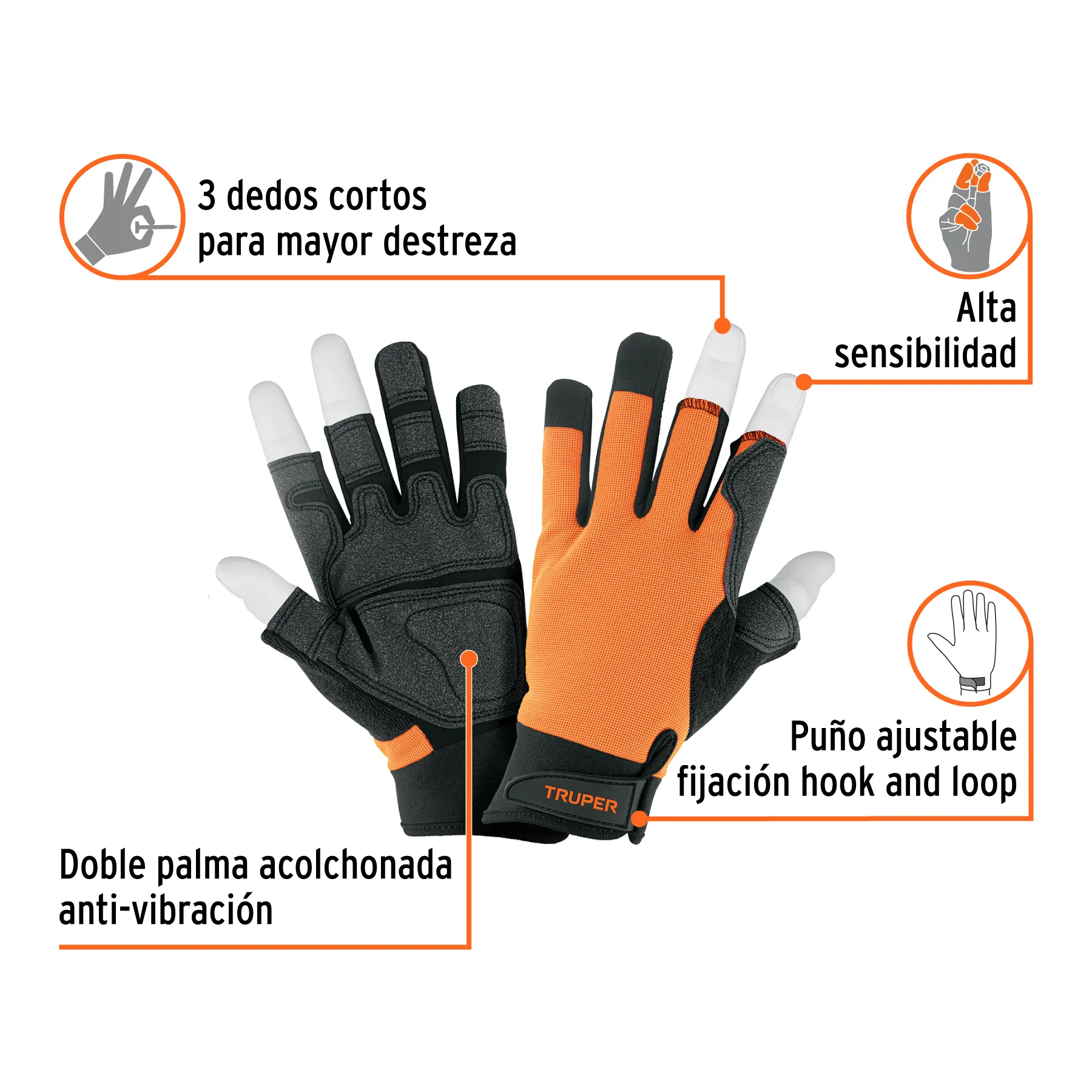 Guantes Truper Palma carnaza sintetica Unitalla Para mecanico