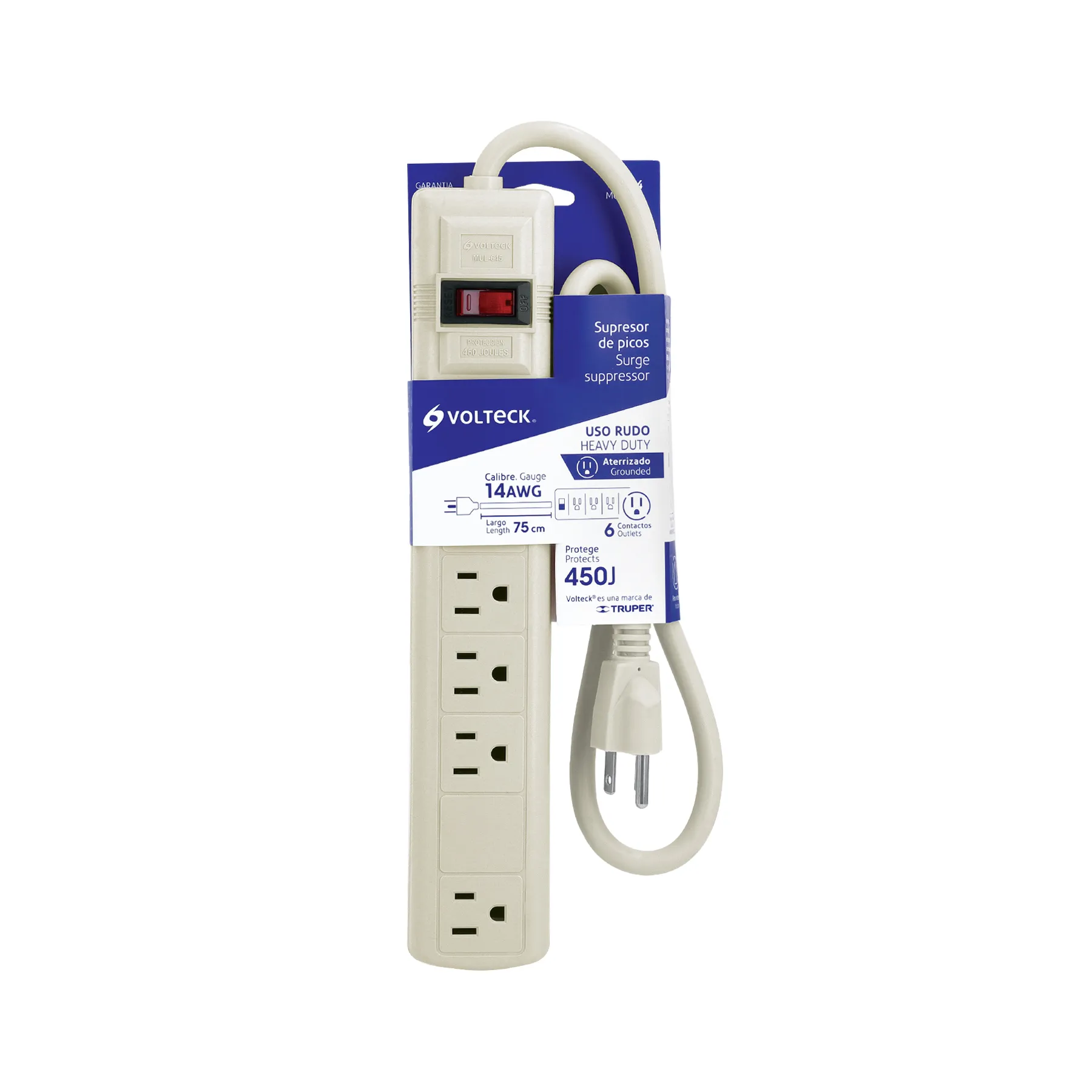 Multicontacto Volteck 6 Supresor de picos