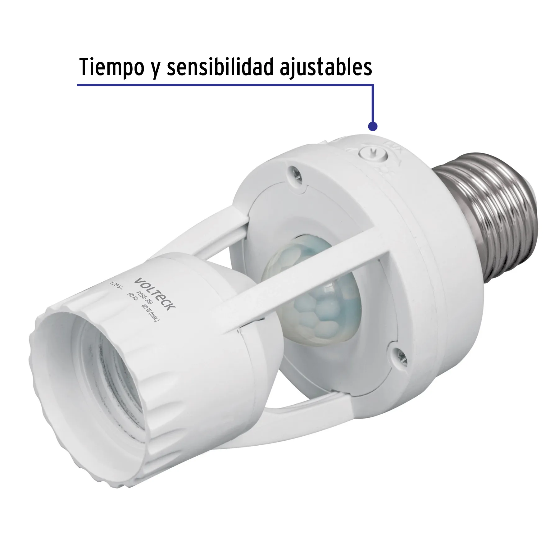 Soquet (Porta-lampara) Blanco Volteck Policarbonato Con sensor de movimiento