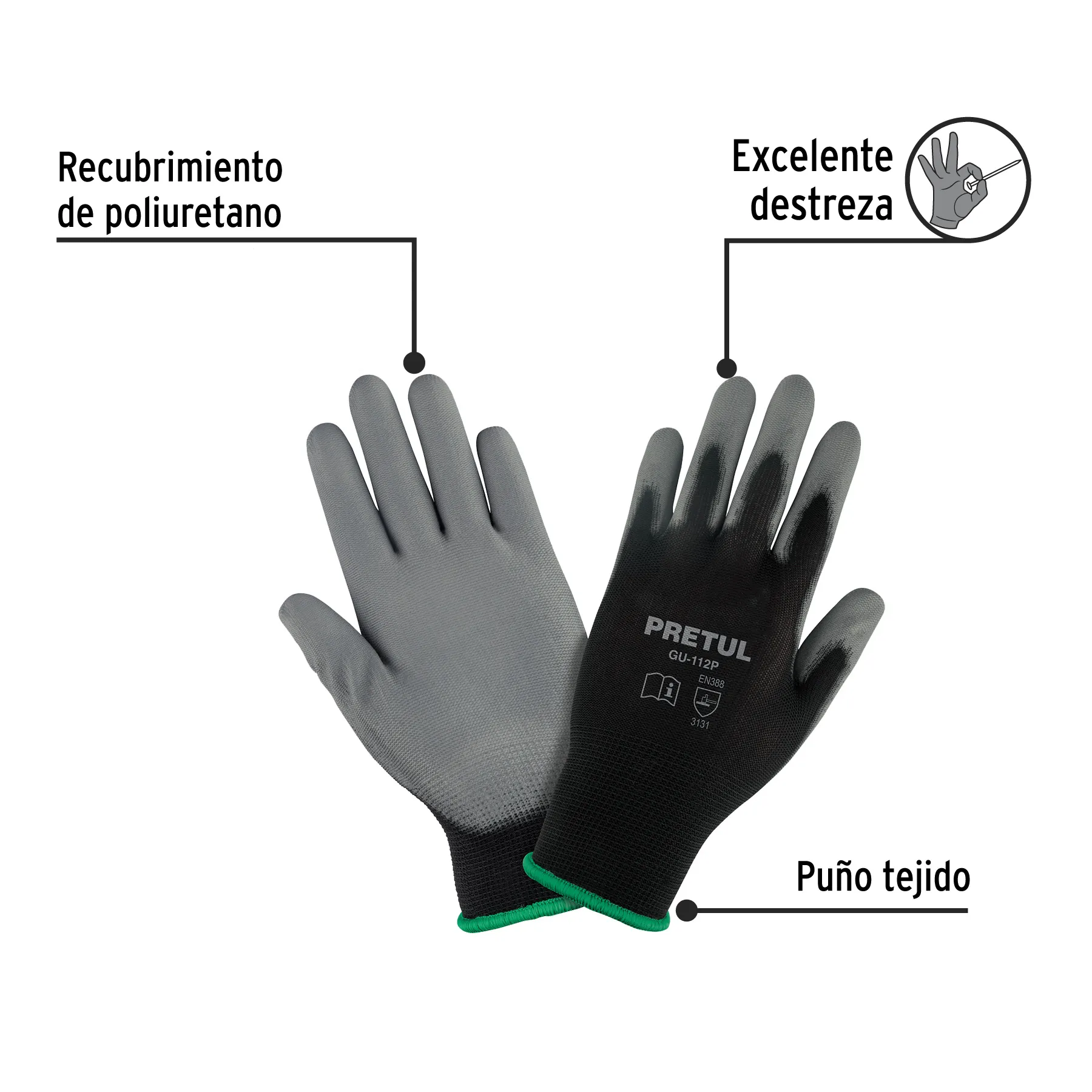 Guantes Pretul Recubrimiento de poliuretano M