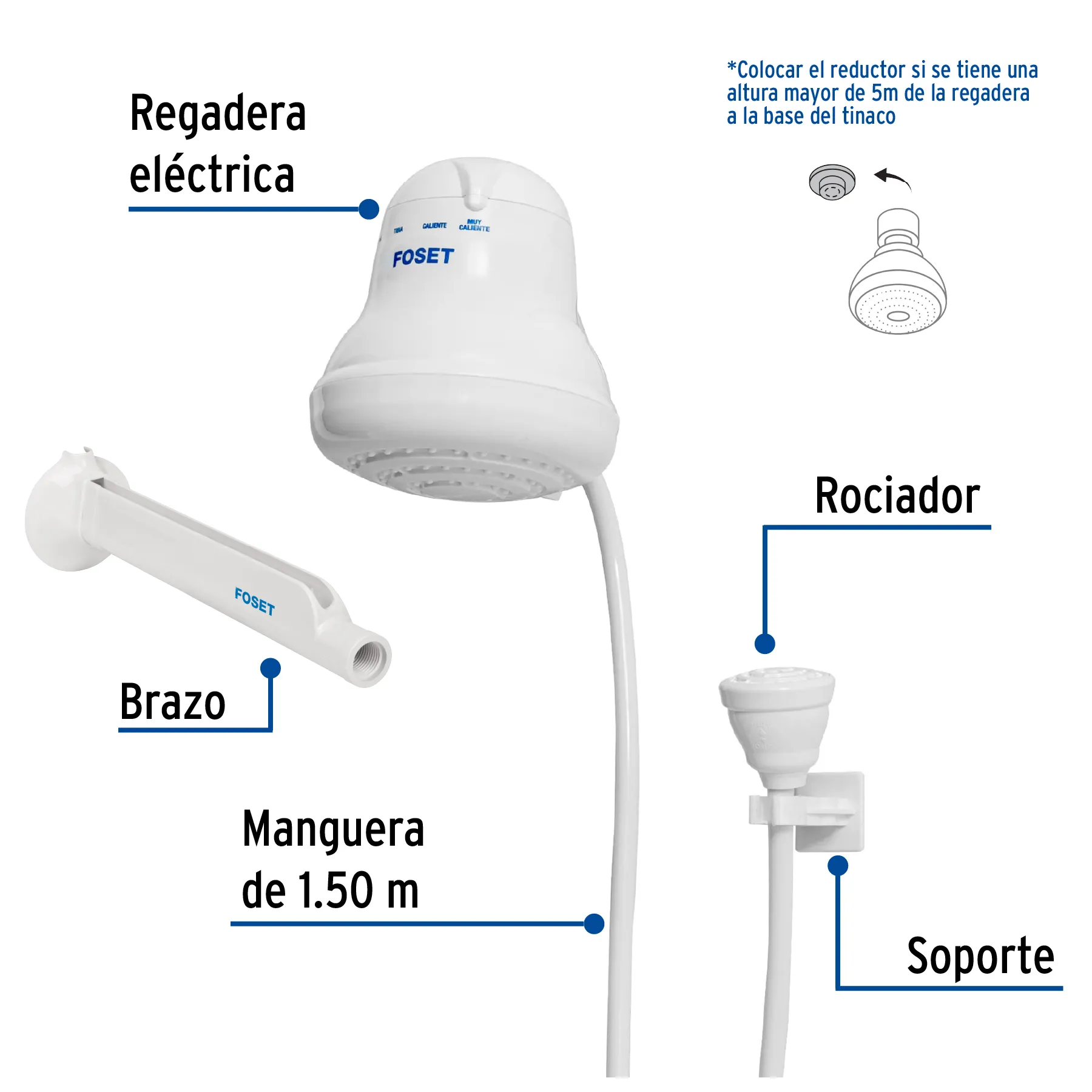 Regadera electrica Blanca Foset