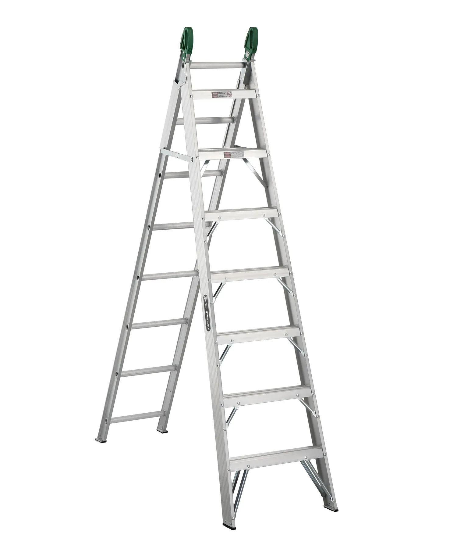 Escalera 2.13 m 175 kg (uso profesional) Cuprum Aluminio 15 peldaños Convertible
