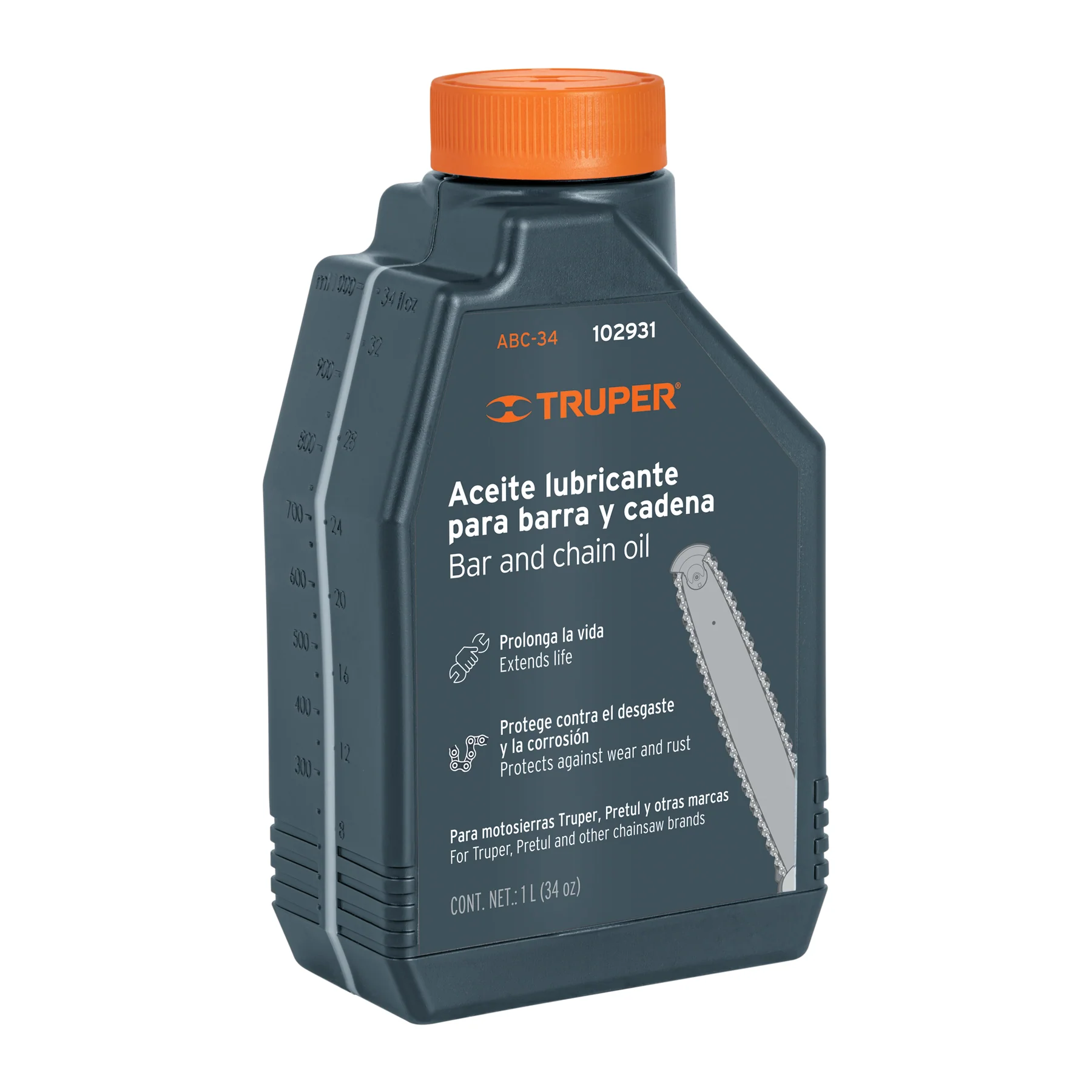 Aceite lubricante para barra y cadena de motosierra 1 L Truper