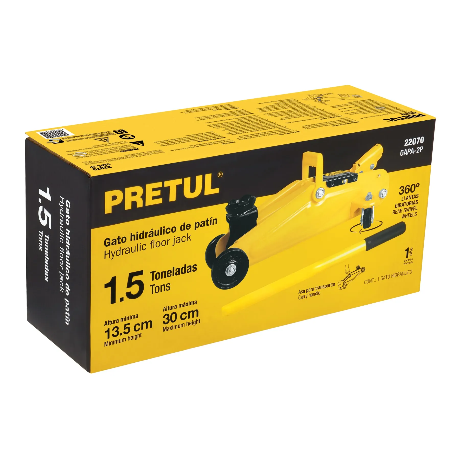 Gato hidráulico de patín Pretul 1.5 T