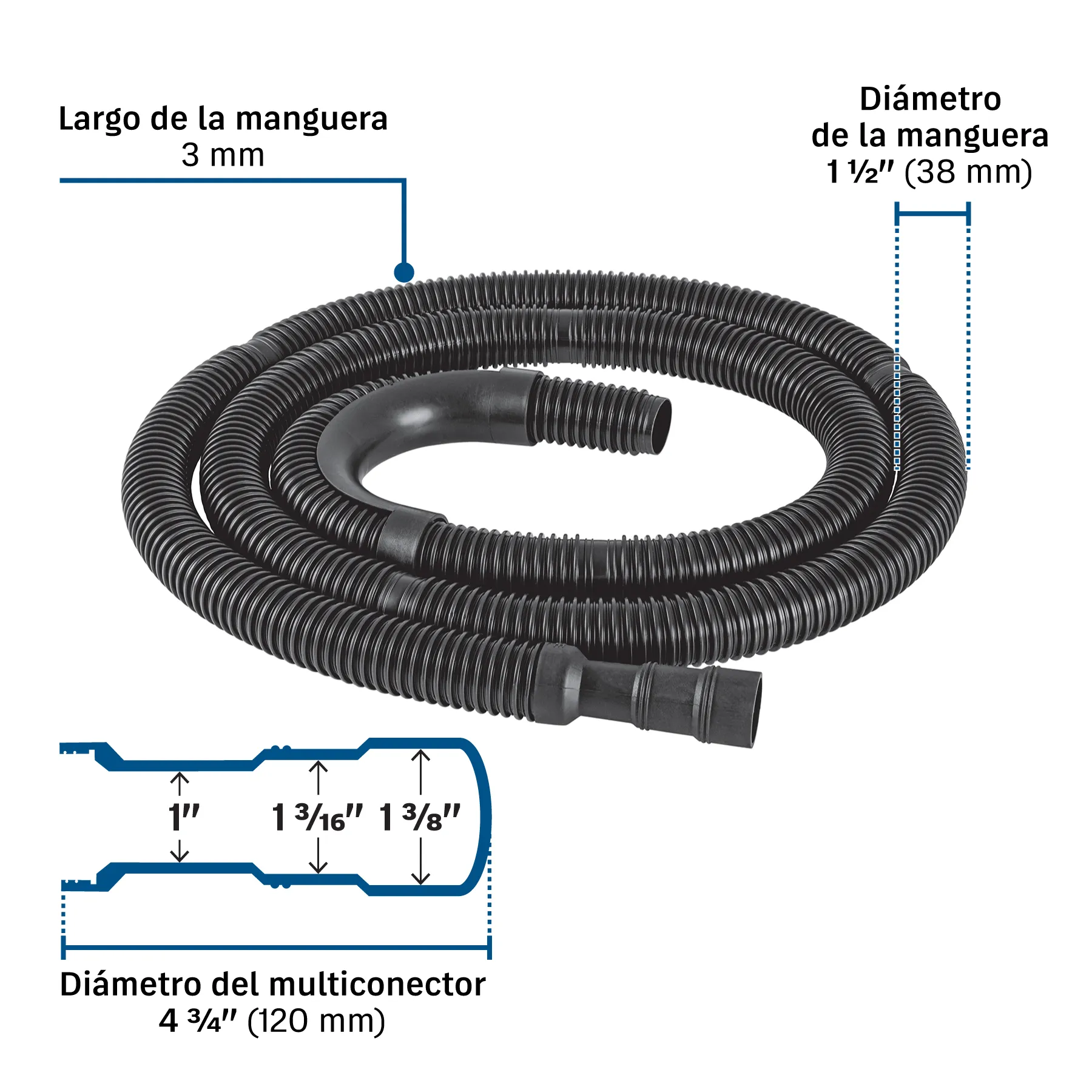Manguera de desagüe para lavadora 1-1/2 " 3 m Foset