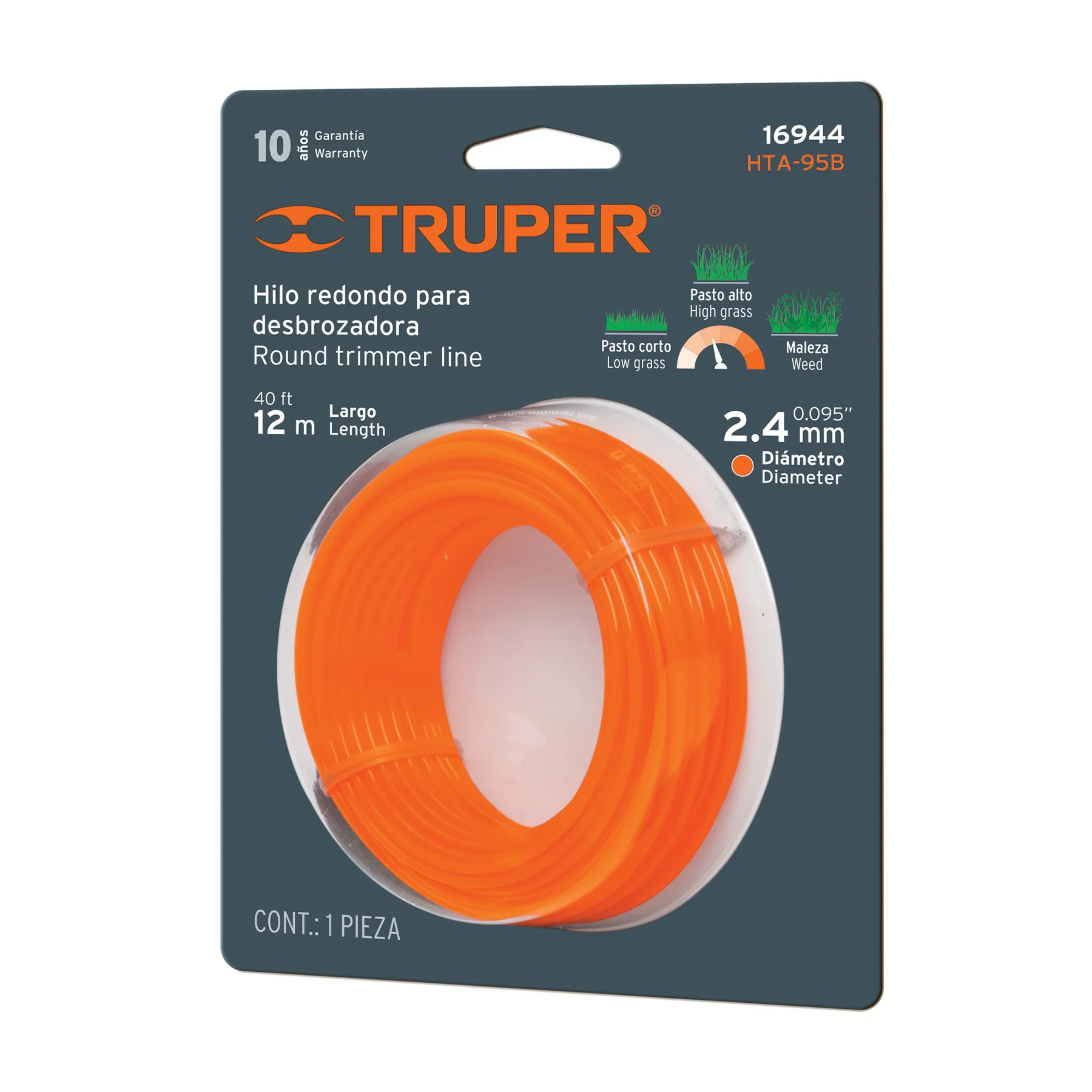 Hilo para desbrozadora  2.4 mm Truper