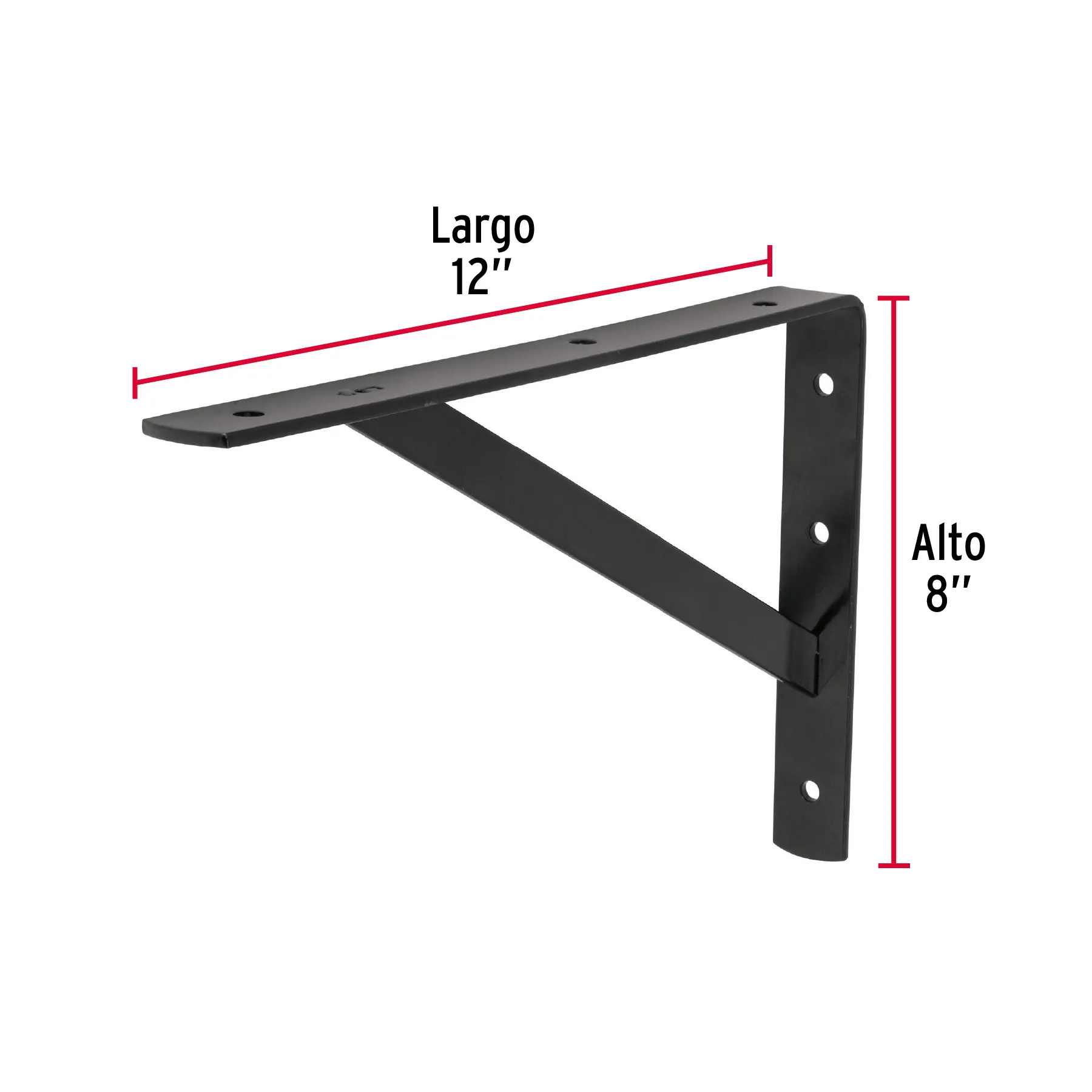 Mensula 8 " (20 cm) 320 kg Negra 12 " (30 cm) Fiero Reforzada