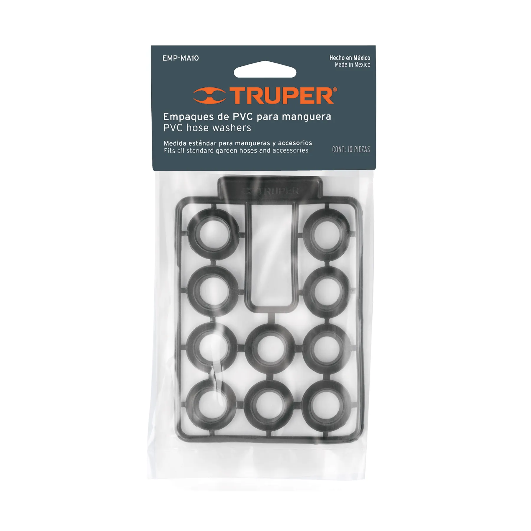 Empaque para manguera Negro Truper Por bolsa con 10 pz