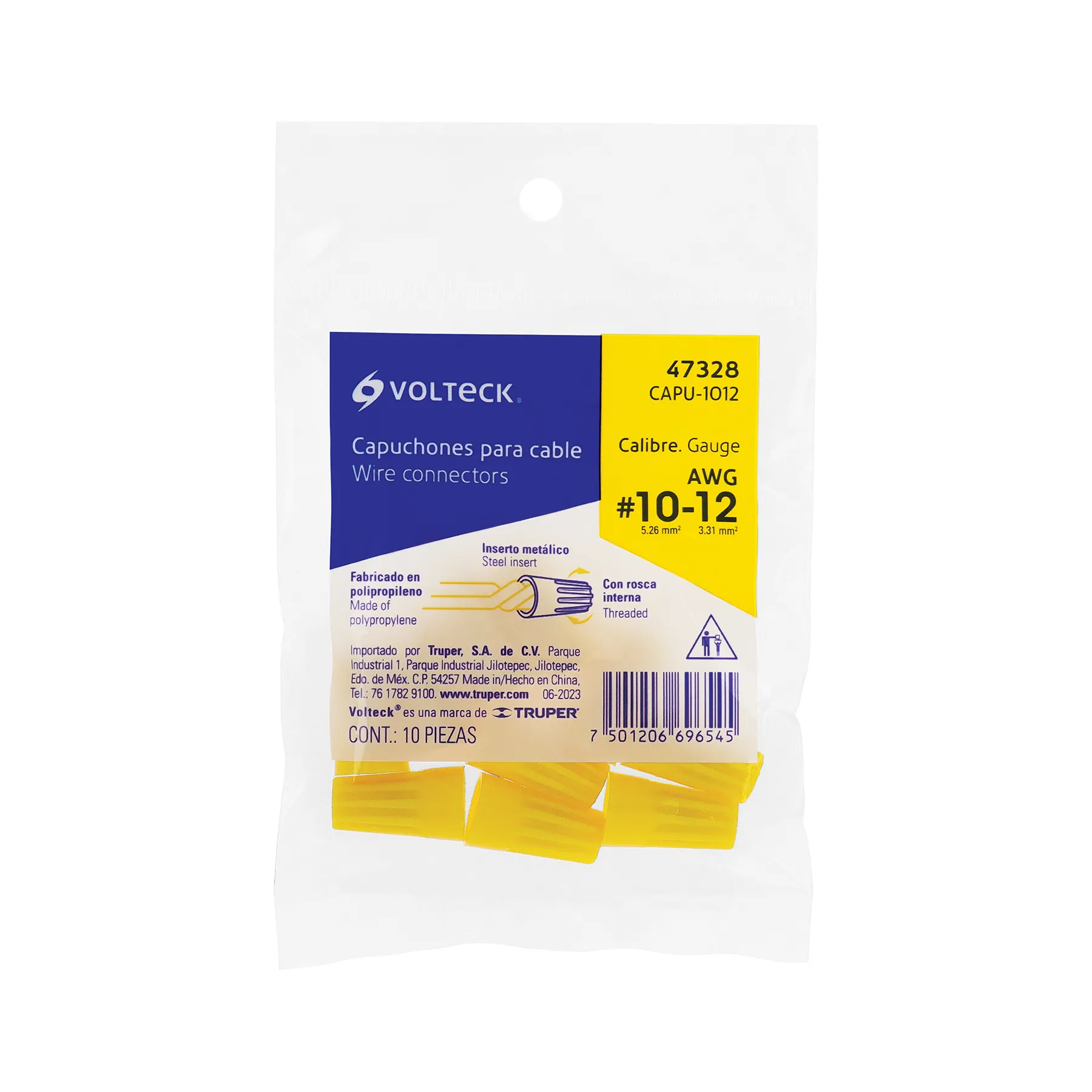 Capuchones para empalme de cable (Amarillo 12-10 AWG) Volteck