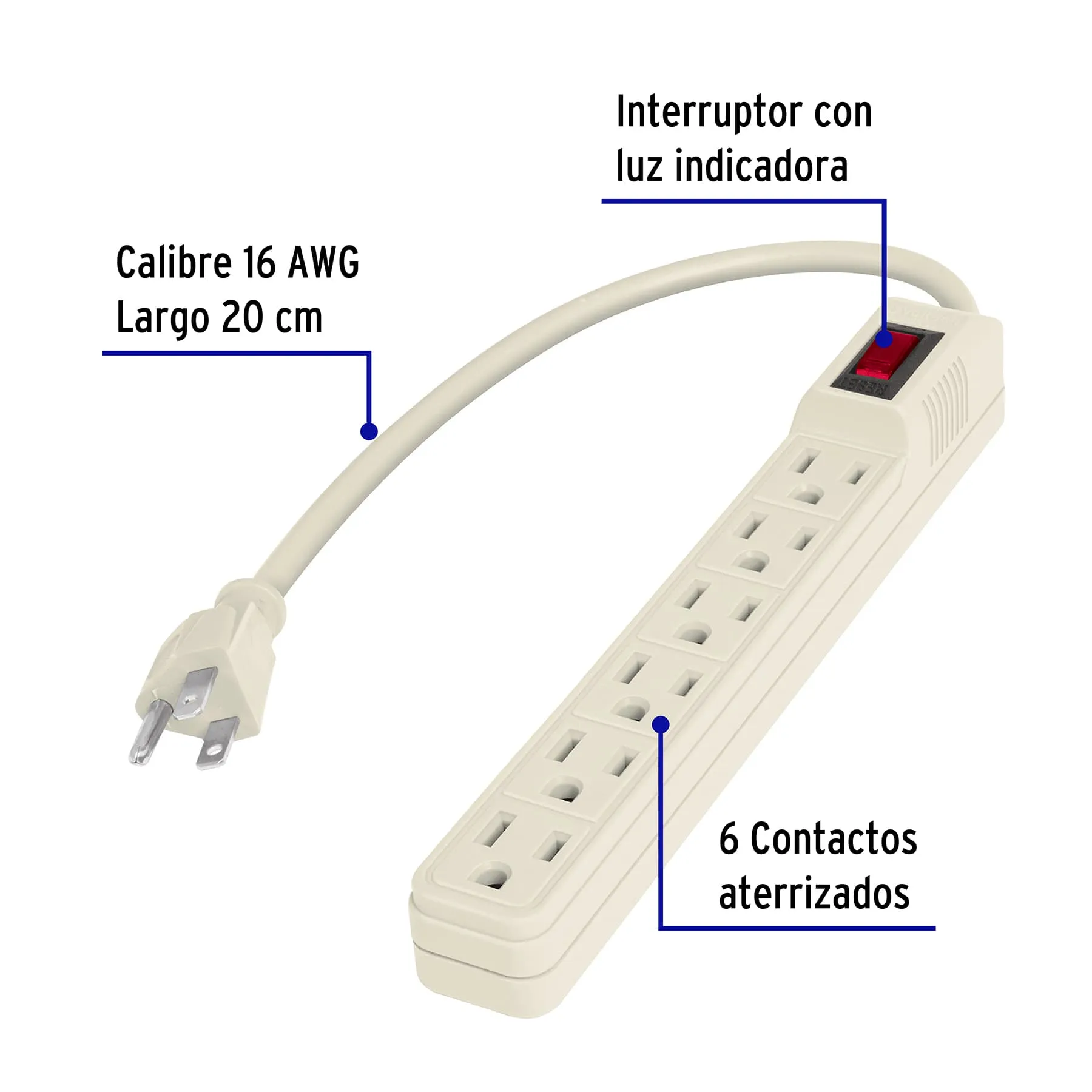 Multicontacto Volteck 6 Económico
