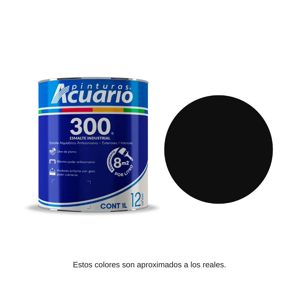 Pintura de esmalte Negro 1 L (1000 ml) Acuario 300