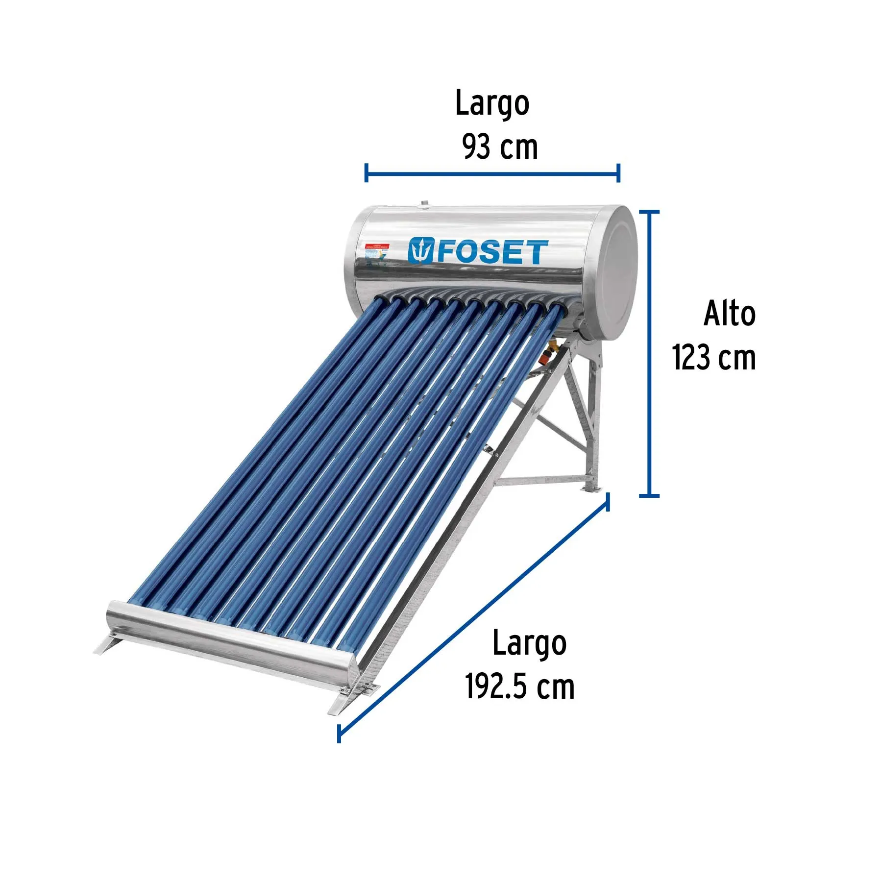 Calentador solar baja presión Foset 3 personas 10 tubos