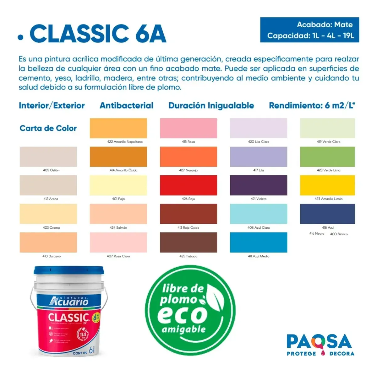 Pintura vinilica Blanco Acuario classic ITP Cubeta (19 L)