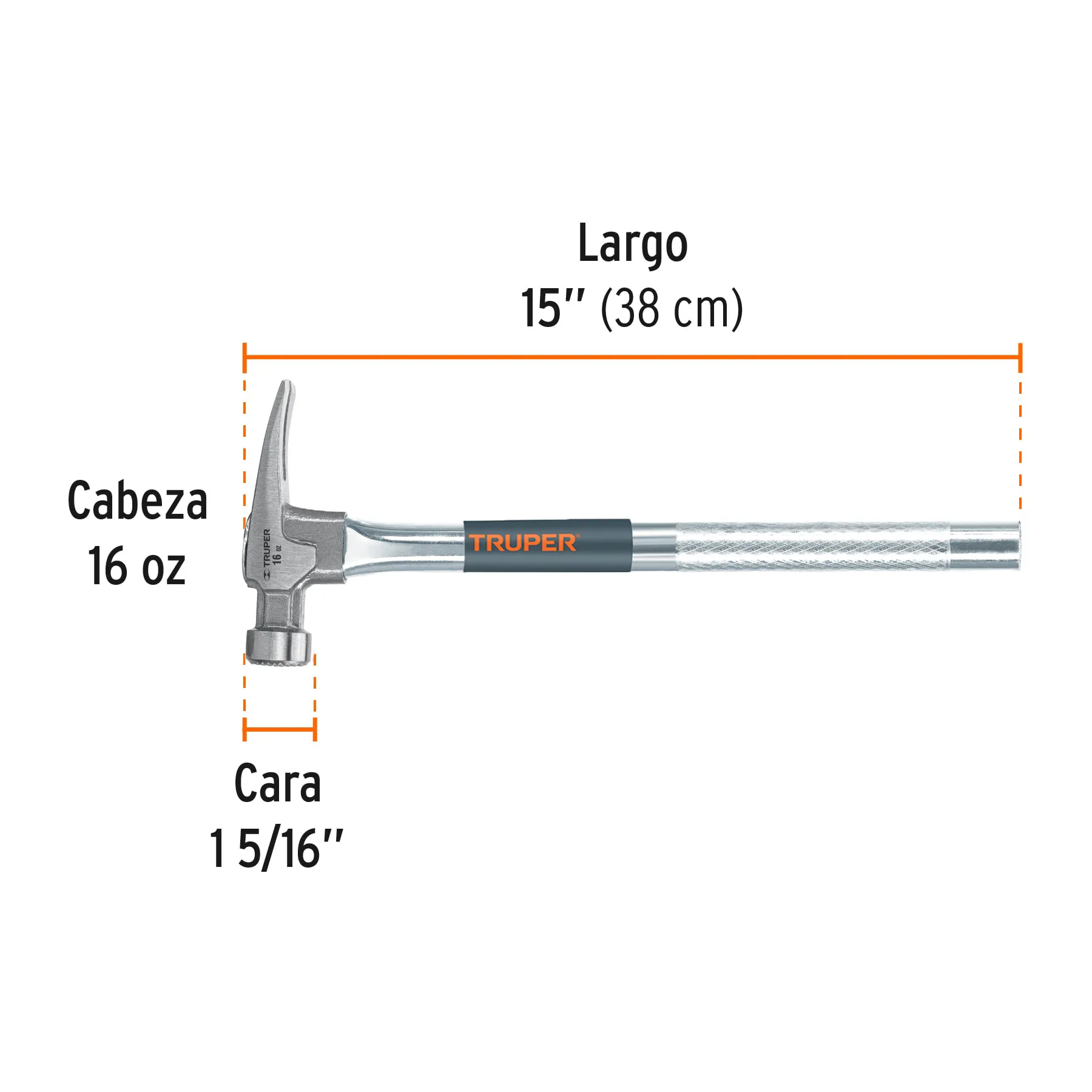 Martillo Truper 16 oz Mango de metal