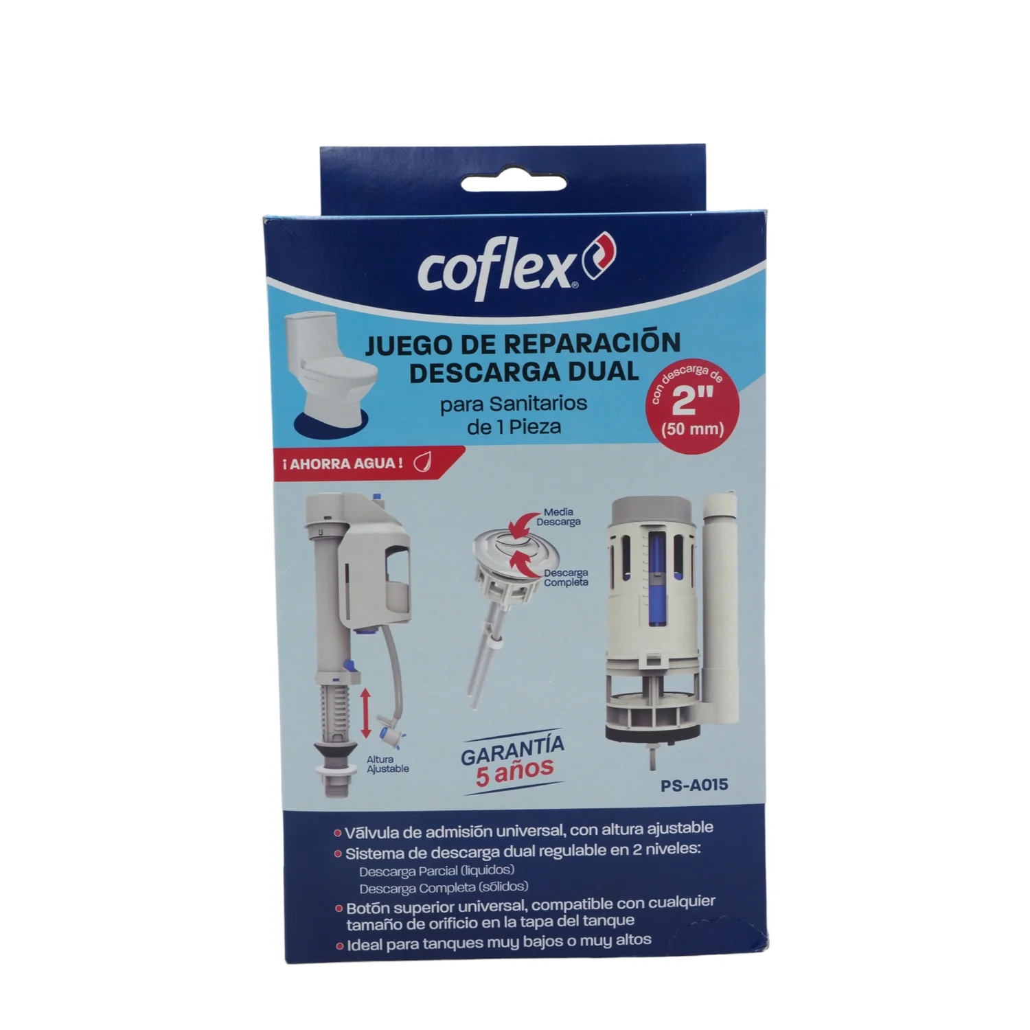 Herraje 2 " Botón superior Coflex Dual 1 pieza Universal con nivel ajustable