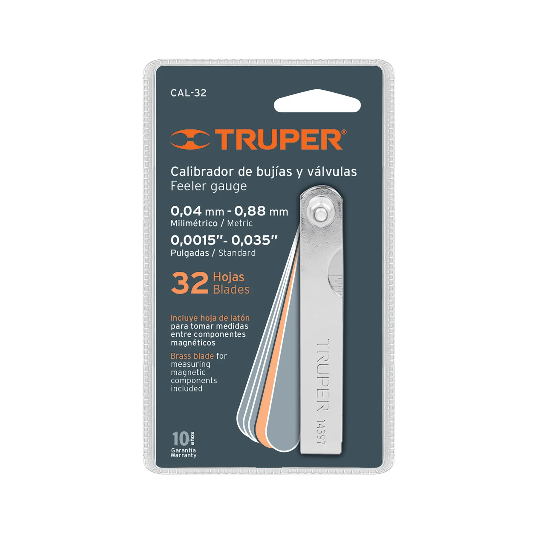 Calibrador de bujías de hojas Truper 32 hojas