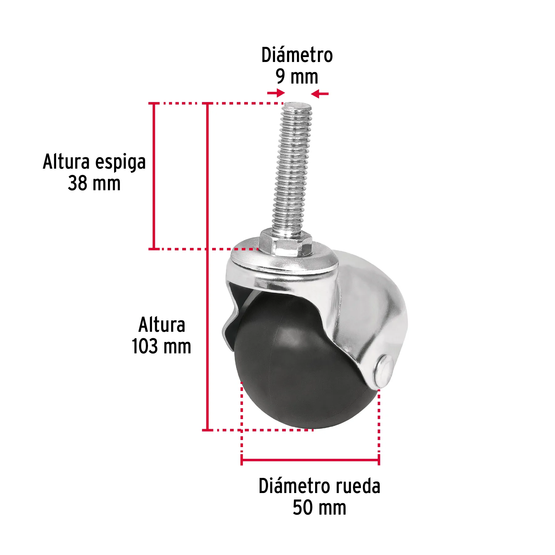 Rodaja esférica 2 " Fiero Espiga roscada