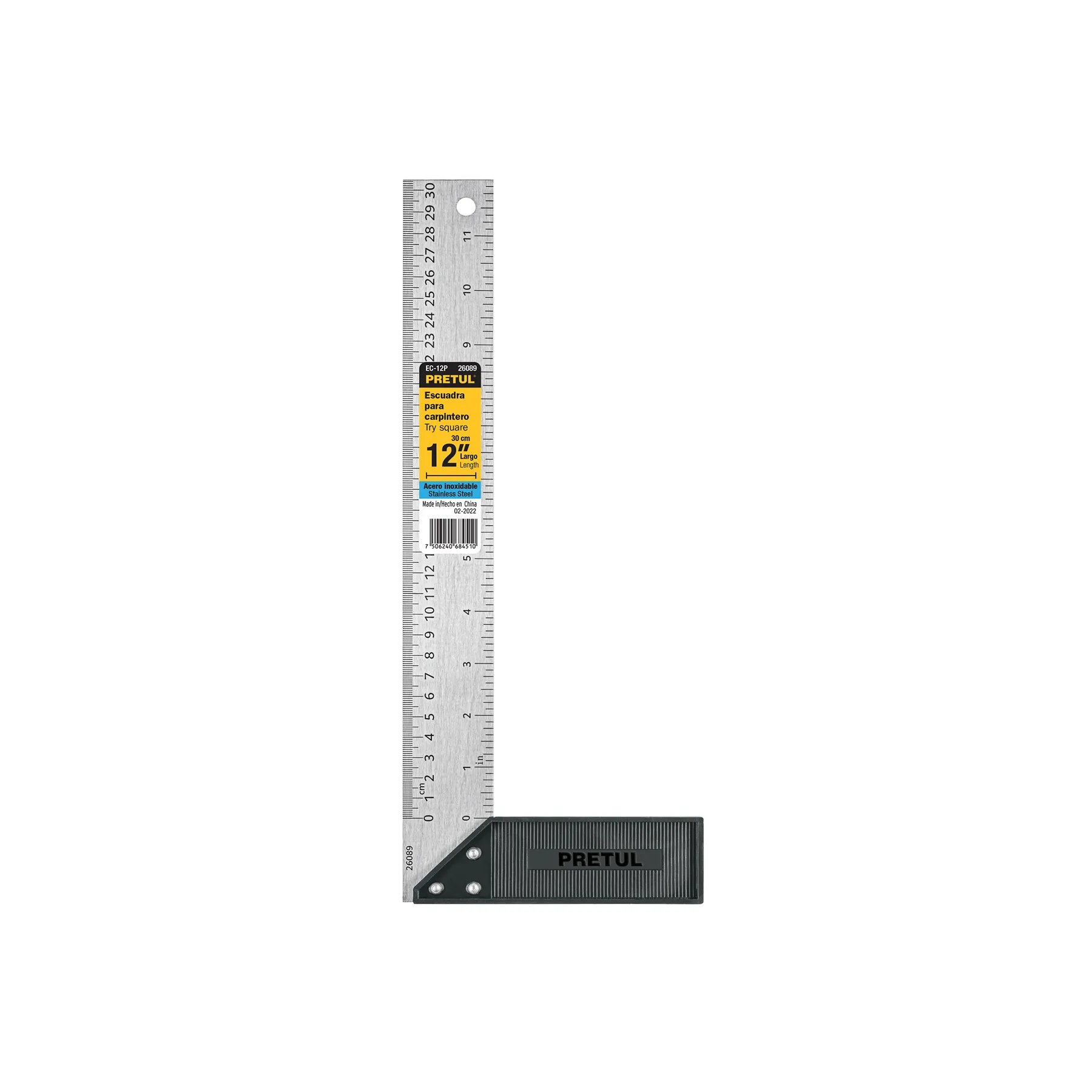 Escuadra 12 " (30 cm) Pretul Mango de plastico Para carpintero