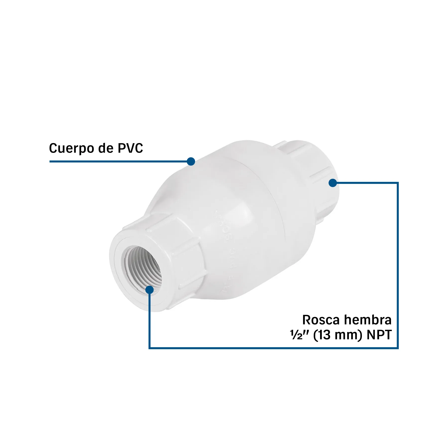 Válvula check Roscable Foset PVC 1/2 "