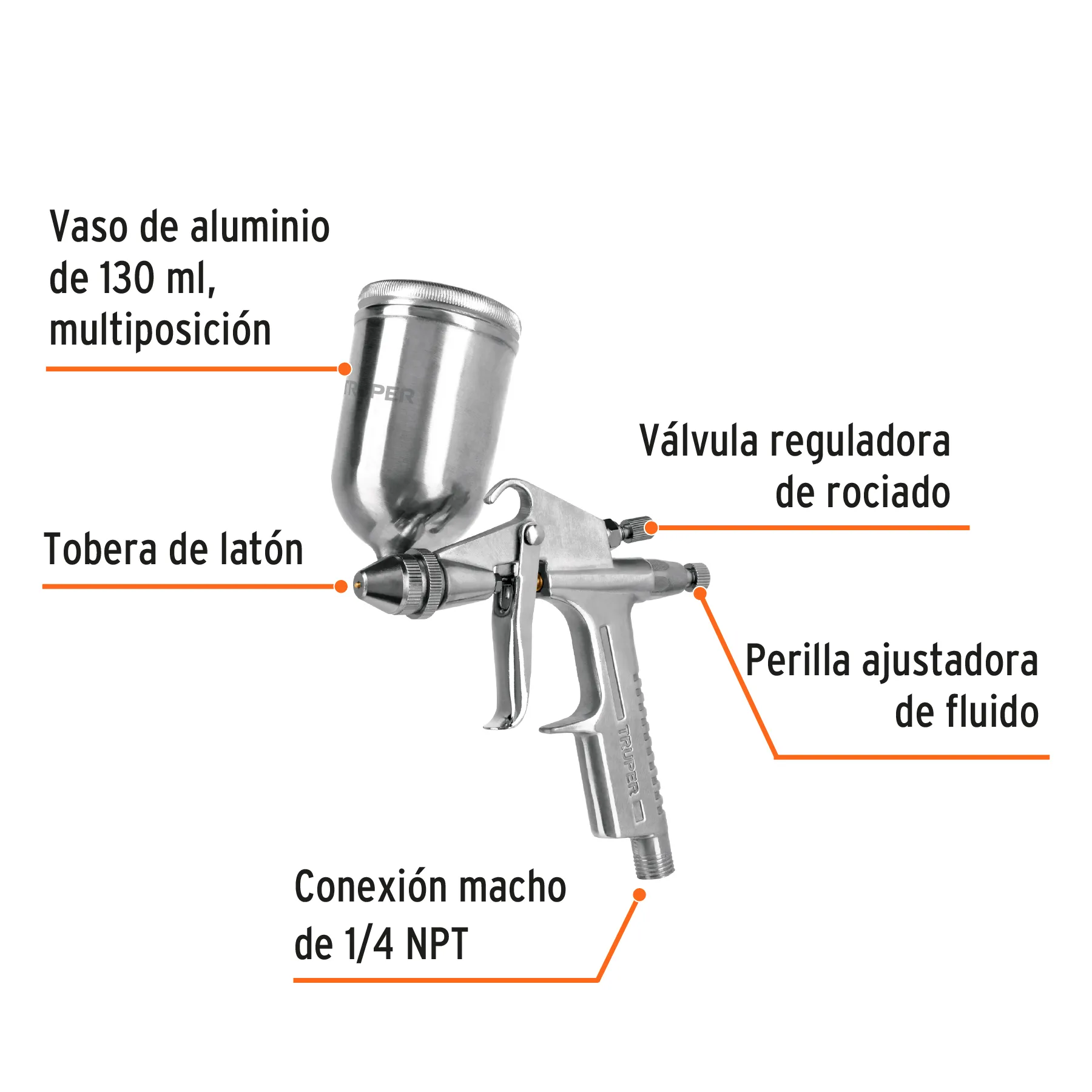 Pistola para pintar 130 ML Truper Compacta para retoque