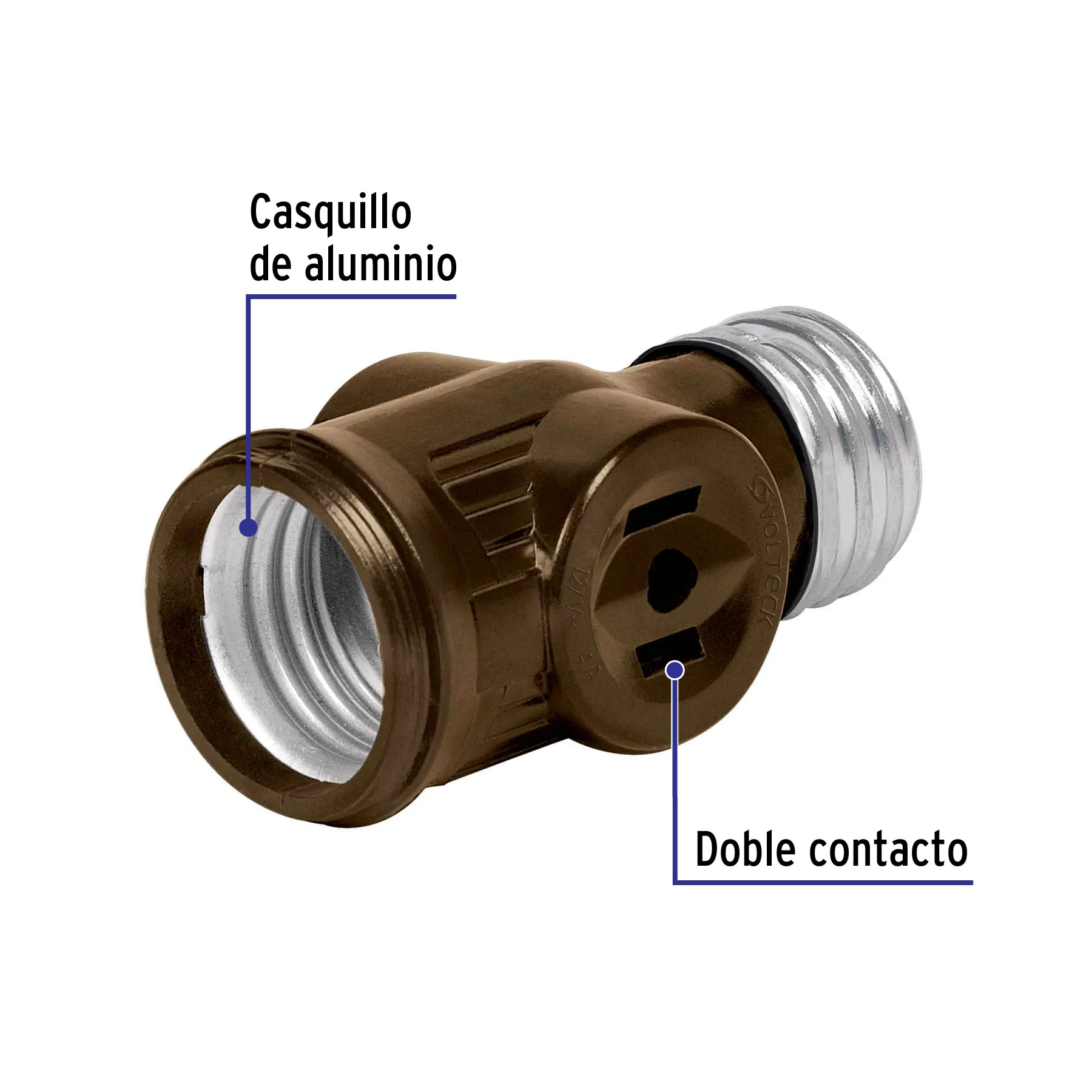 Portalampara de baquelita Sin cadena Volteck Doble contacto