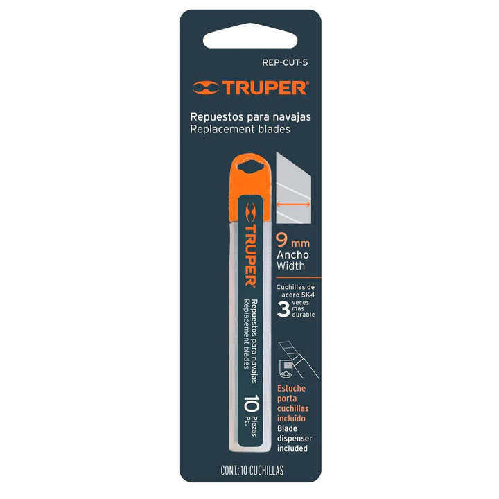 Cuchilla para cutter Truper 9 mm Estuche (10 pz)