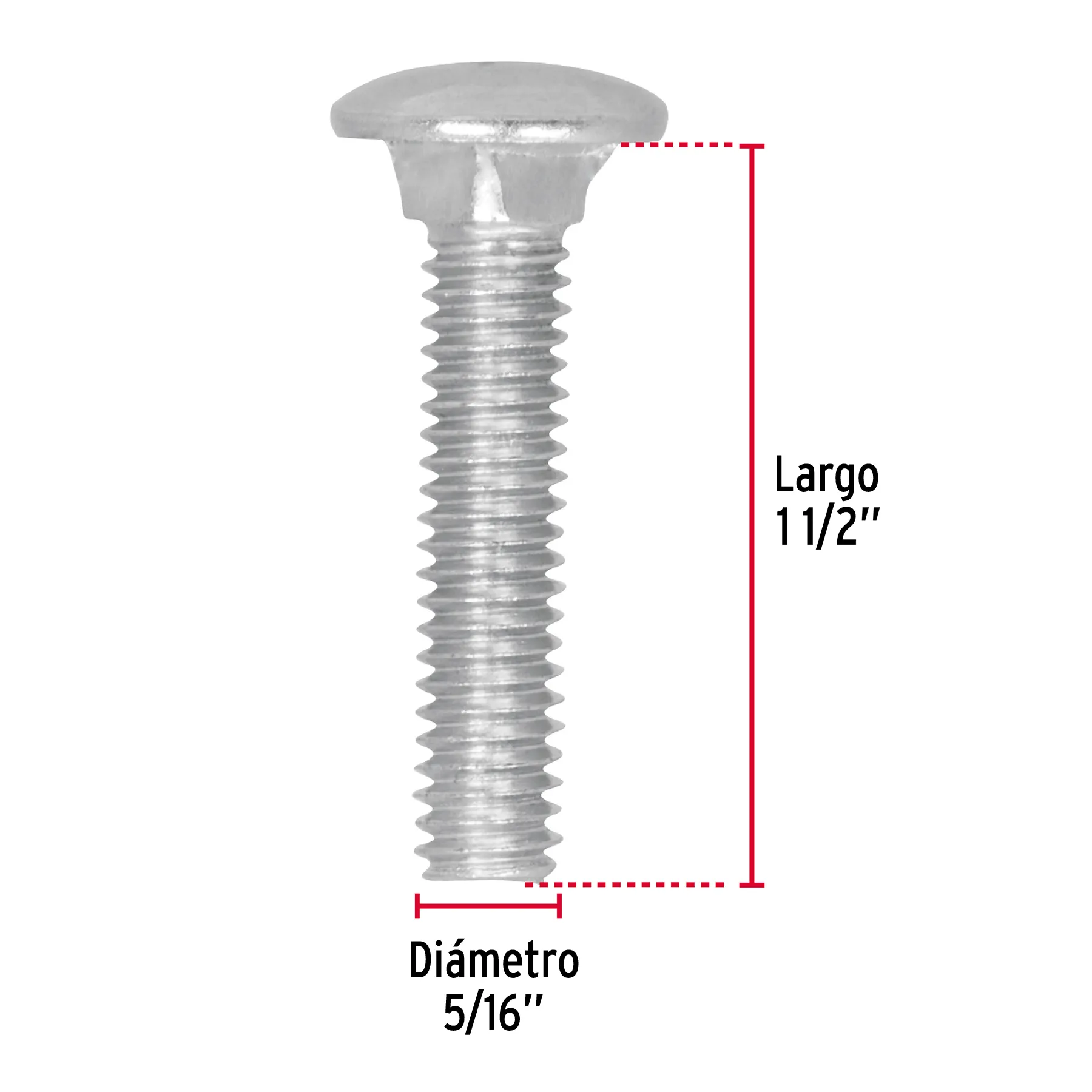 Tornillo tipo coche 5/16 " 1-1/2 " Fiero por bolsa 50 pz