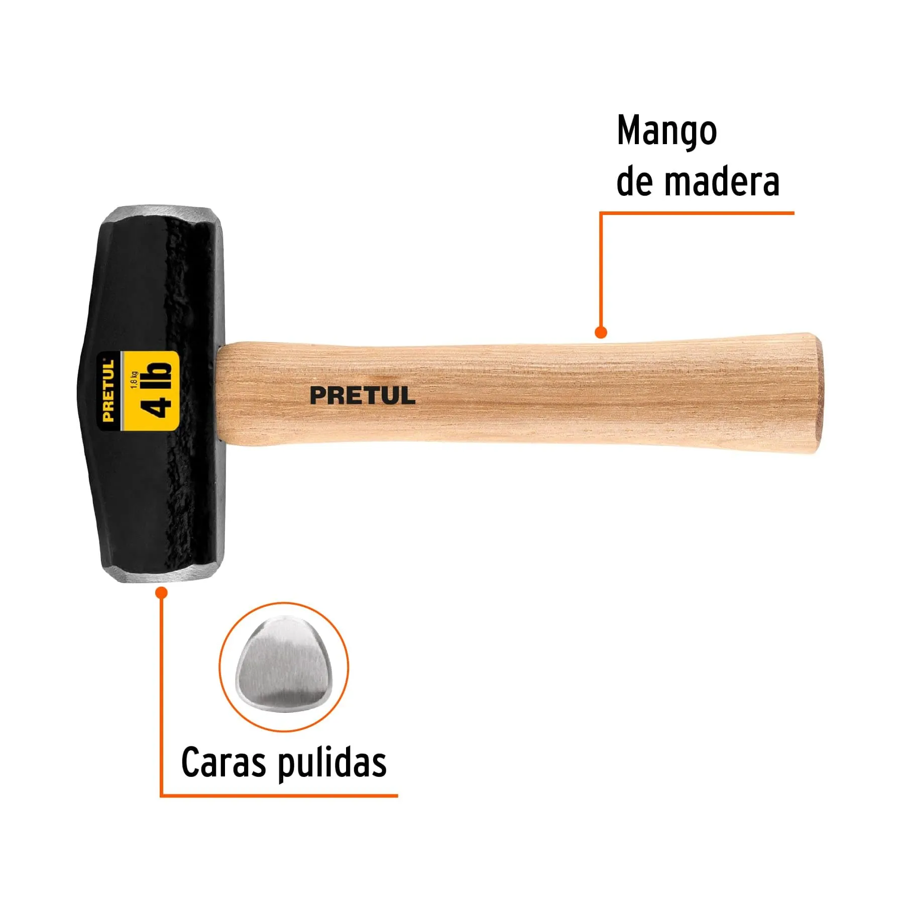 Marro  Tipo nevada Mango de madera Pretul 4 lb