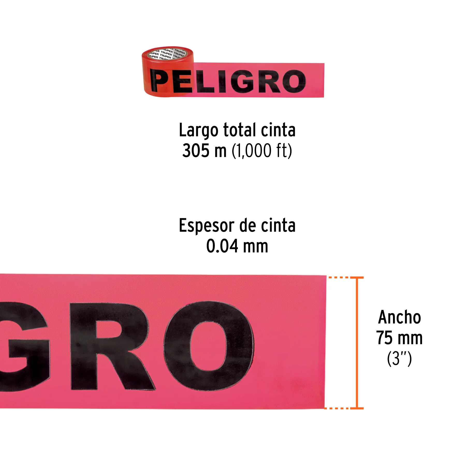 Cinta delimitadora 305 m Truper Peligro