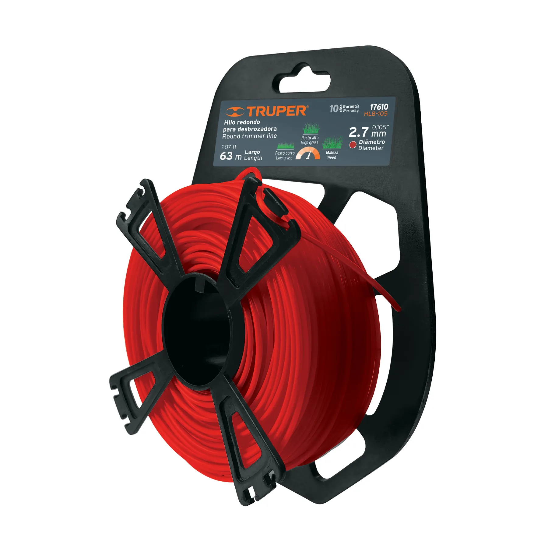 Hilo para desbrozadora  2.7 mm Rojo Truper