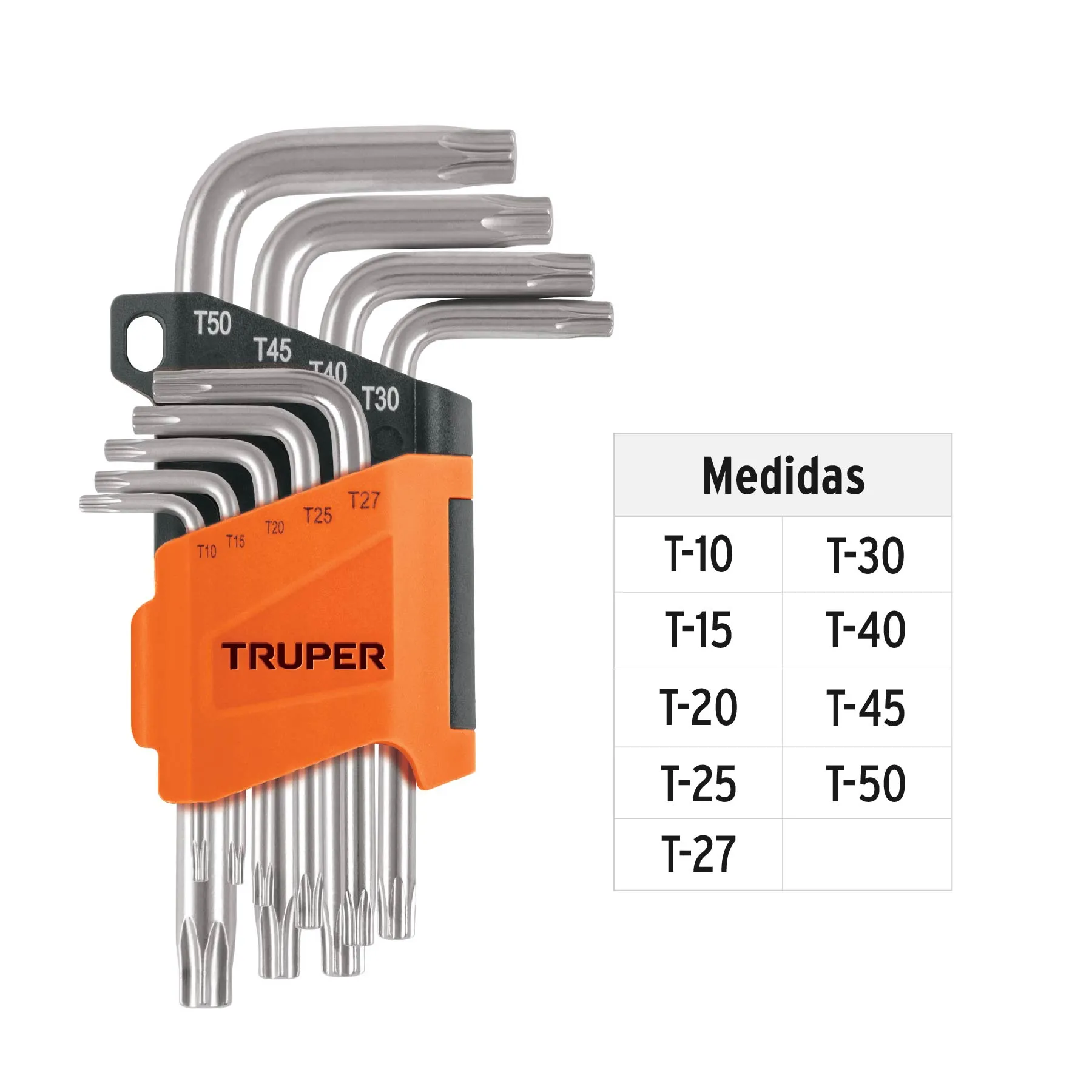 Llaves torx 9 piezas Truper Organizador abatible Cortas